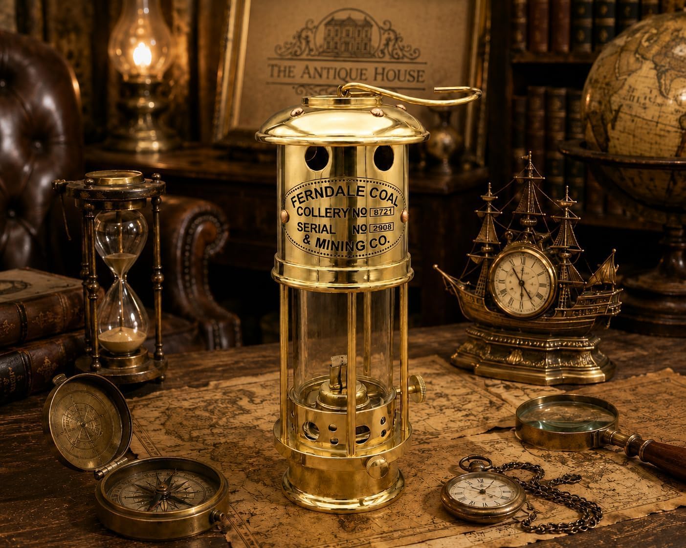 Detalle 1 de The Antique House 7インチ 真鍮製マイナーランプ ガラス製フレネルタイプレンズ
