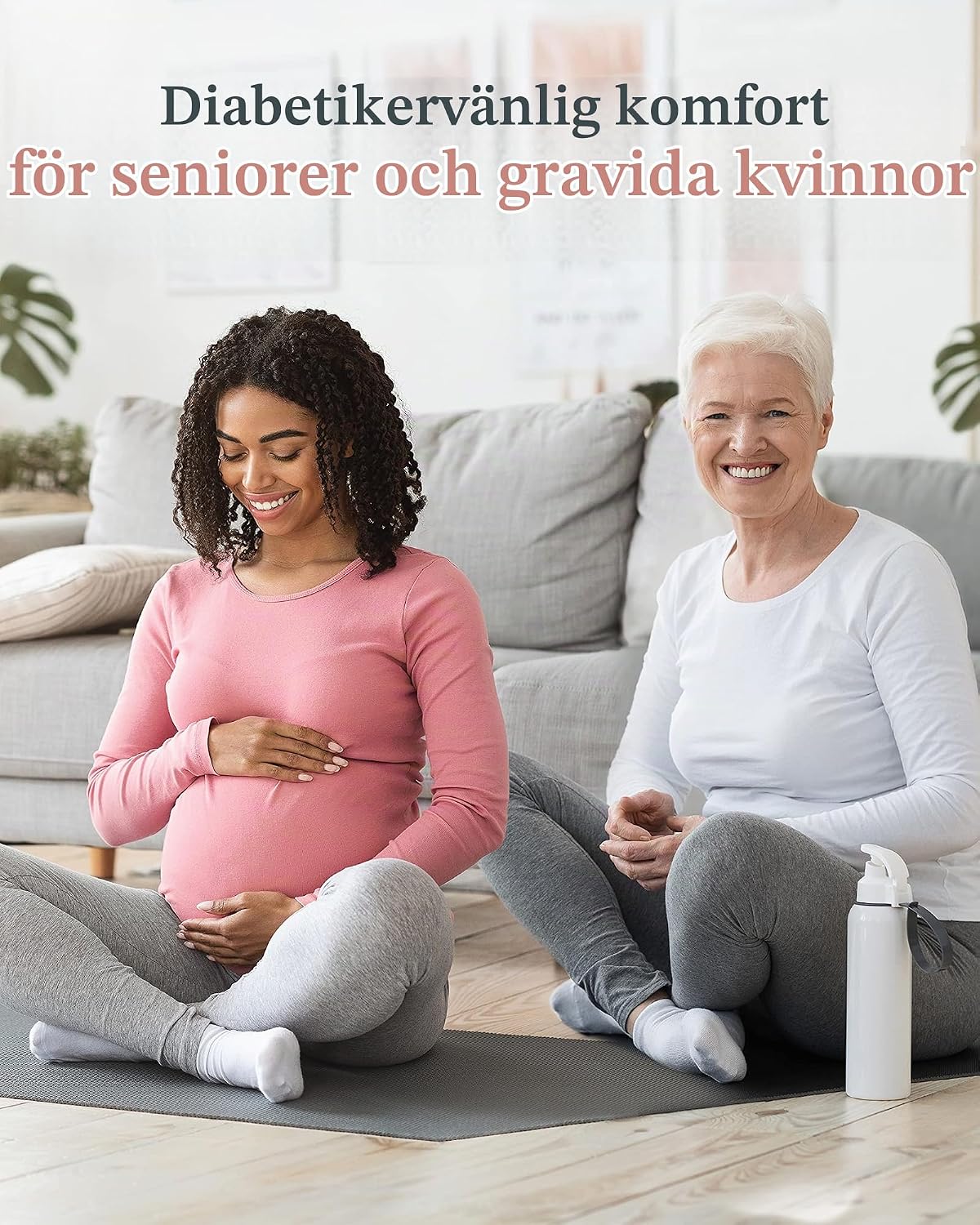 Detalle 2 de Fiera Besa diabetikerstrumpor för dam, 4-pack i bambuviskos, sömlös tå