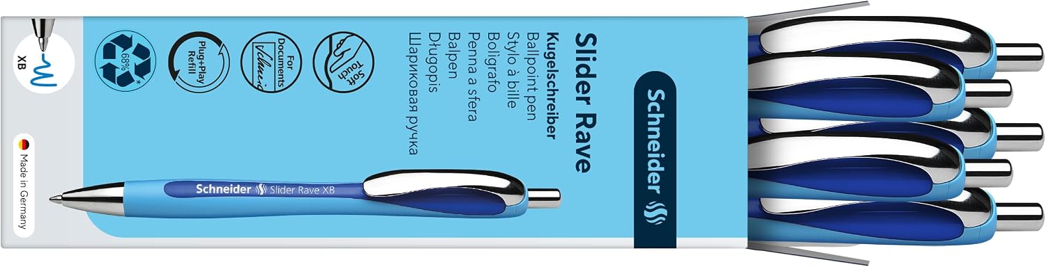 Detalle de Schneider Slider Rave XB Kugelschreiber – 5 Stück Hellblau-Blau
