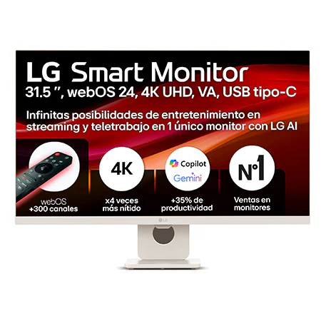 Detalle de LG 32U721SA-W.OUTLET, monitor inteligente de 32 pulgadas 4K UHD con webOS