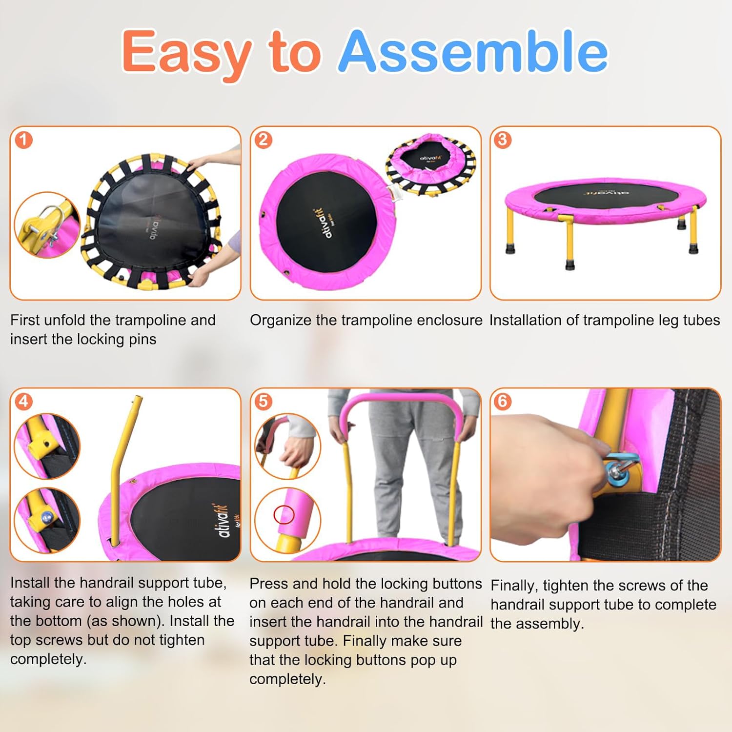 Detalle de ATIVAFIT 36-Inch Toddler Trampoline with Foam Handle