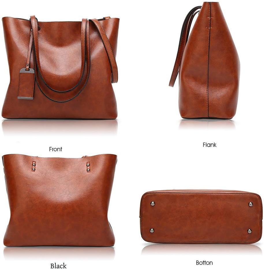Thumbnail 5 de Womens Soft PU Leather Handbags: Large Capacity Retro Top-Handle Tote