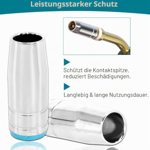 Detalle 2 de EATBALE MIG/MAG-Gasdüsen für 25MB/AK25-Brenner, konisch, 6 Stück mit Schlüssel