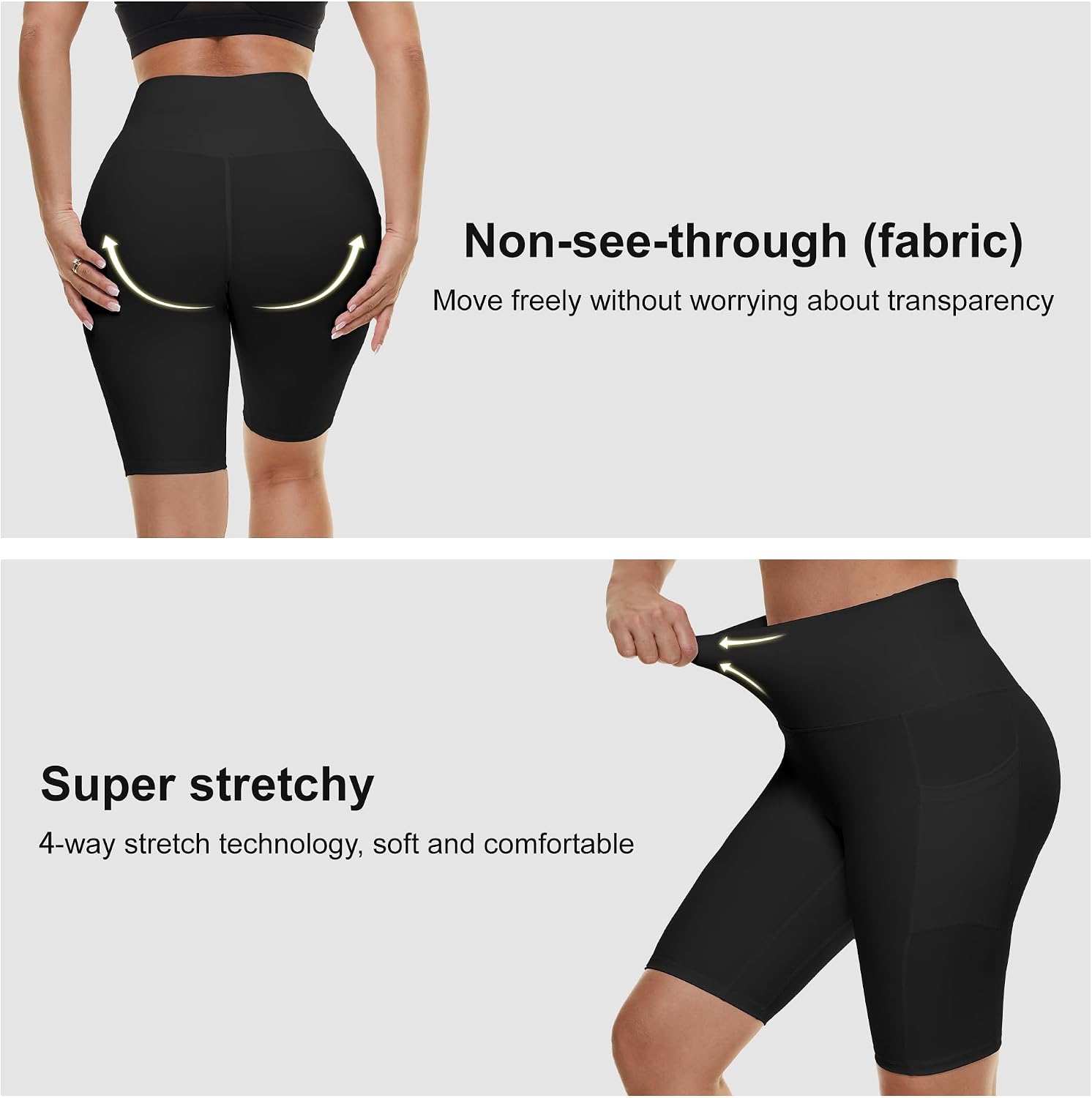 Thumbnail 3 de AMIYOYO 3 Pack Cycling Shorts for Women with Pockets – High Waist, Black, Stretchy for Running, Yoga and Gym
