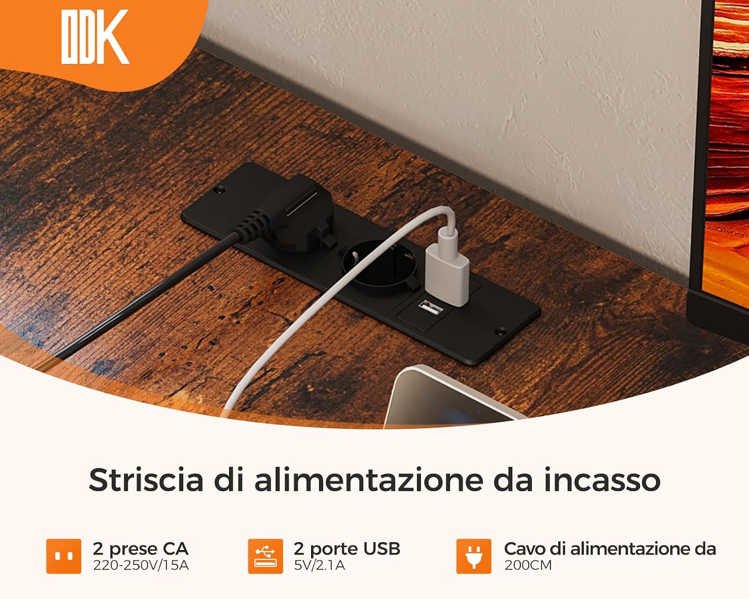 Detalle 1 de ODK Scrivania Angolare con cassetti, 135×100