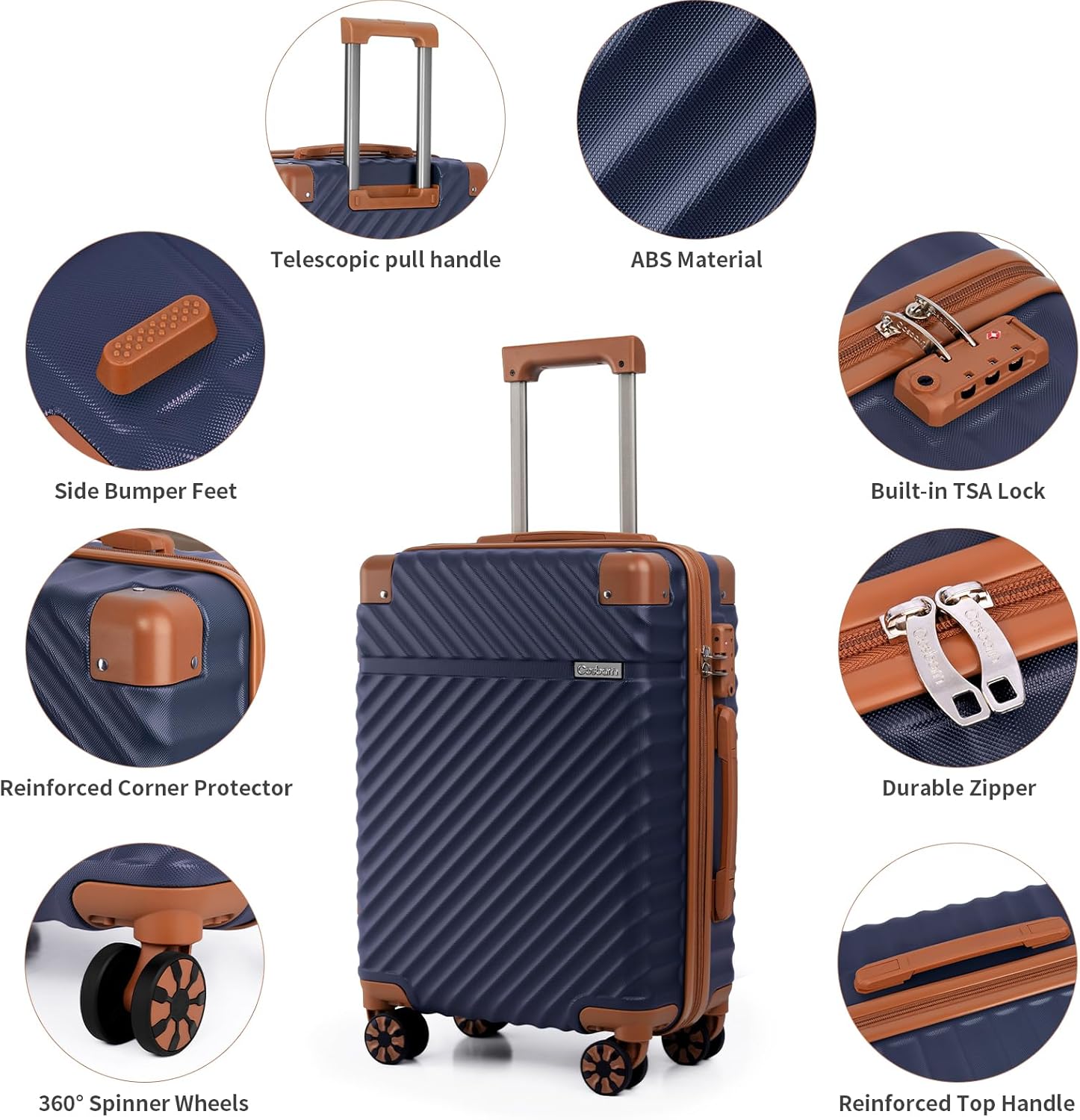 Thumbnail 2 de Cosbarn Luggage Sets 5-Piece with TSA Lock: Lightweight ABS Hardside Spinner Set in Dark Blue