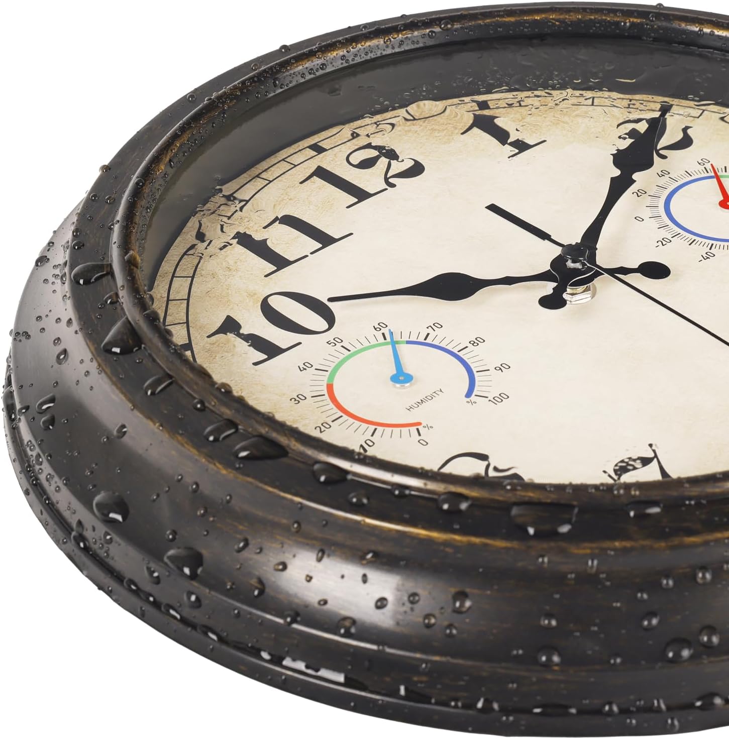 Detalle 2 de Alarllok Outdoor12Bronze 12-Inch Outdoor Wall Clock with Thermometer
