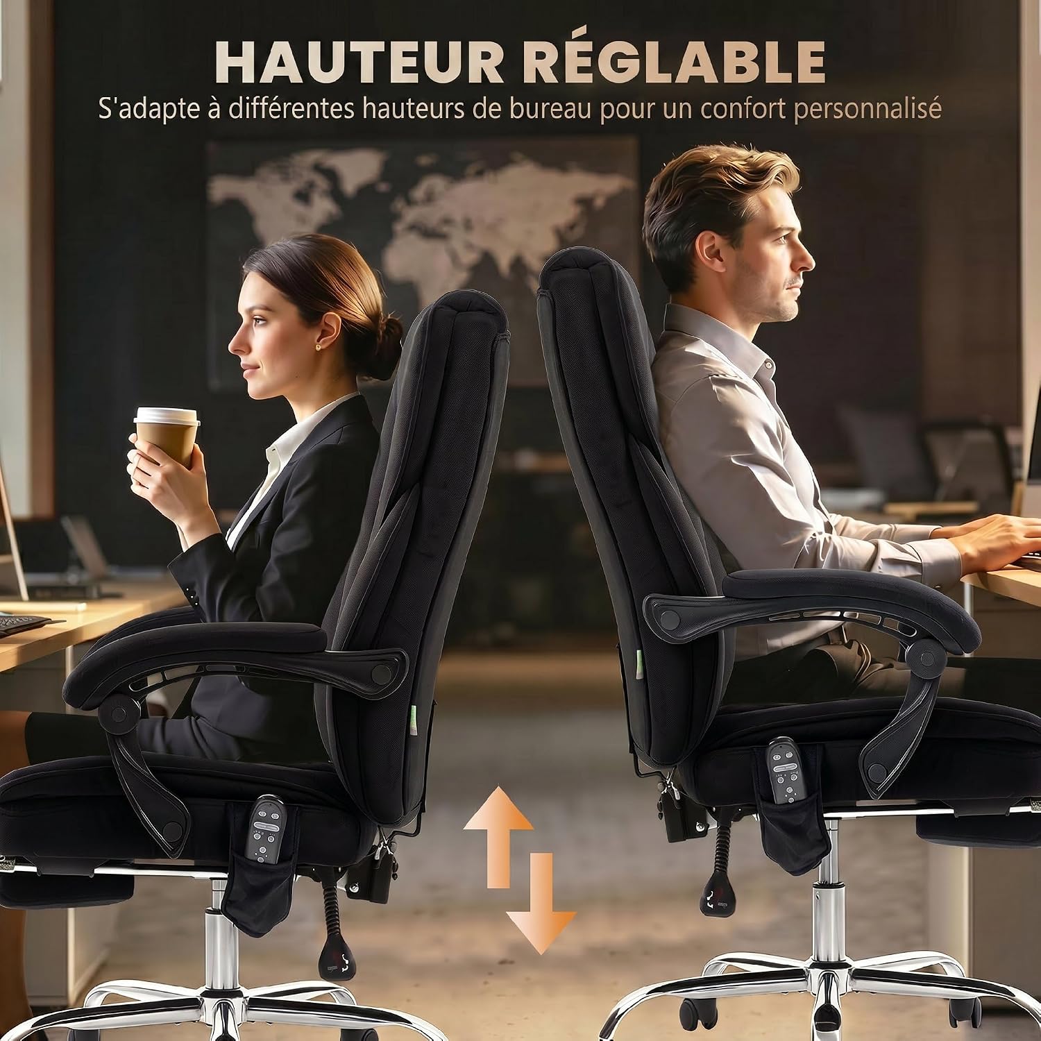 Thumbnail 6 de Vinsetto Fauteuil de Bureau Massant et Chauffant – Ergonomique, Réglable et Dossier Inclinable