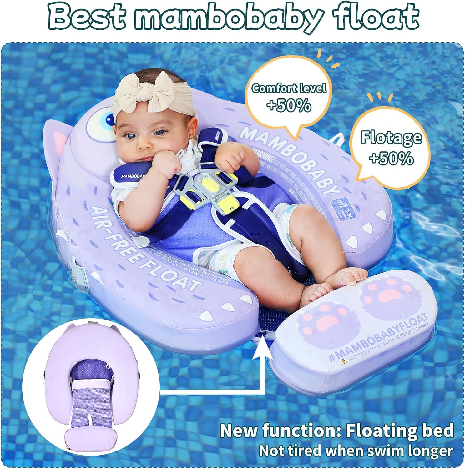 Thumbnail 6 de Mambobaby Float with Canopy: Size-Improved Non-Inflatable Infant Swim Trainer
