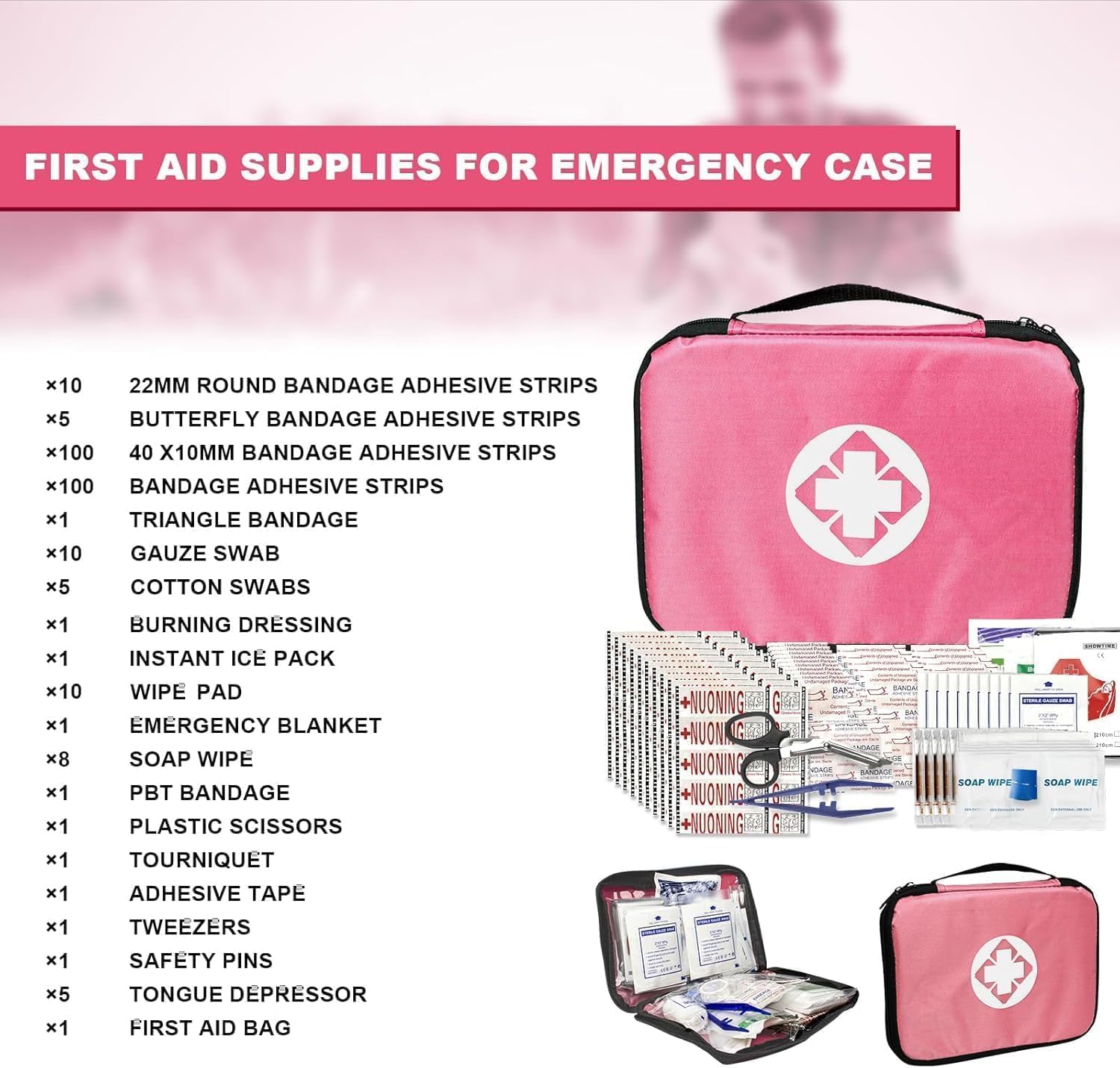 Detalle 2 de 305Pcs Car First Aid Kit Refill Supplies for Business and Home