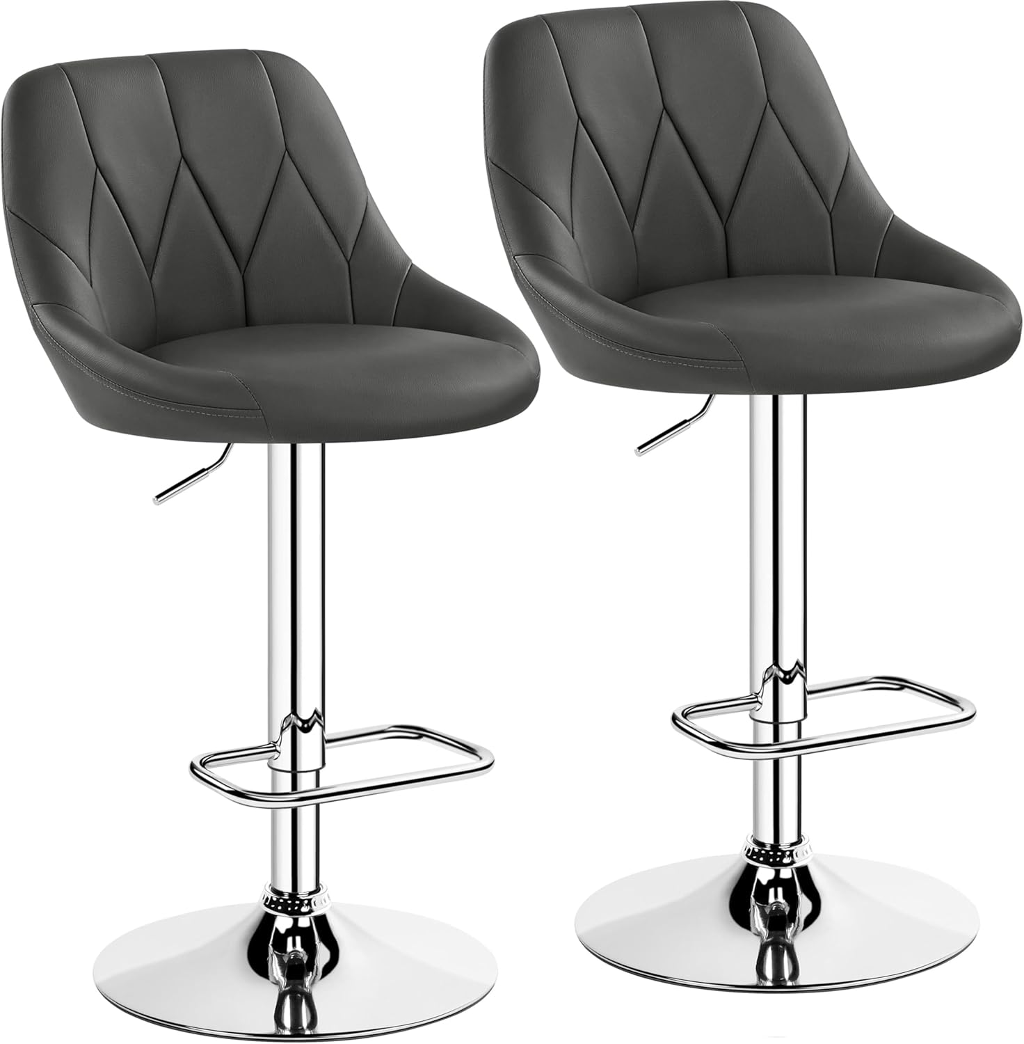 Detalle de Yaheetech Set 2 Sgabelli Bar Alti Regolabili con Schienale Girevole – design moderno in similpelle
