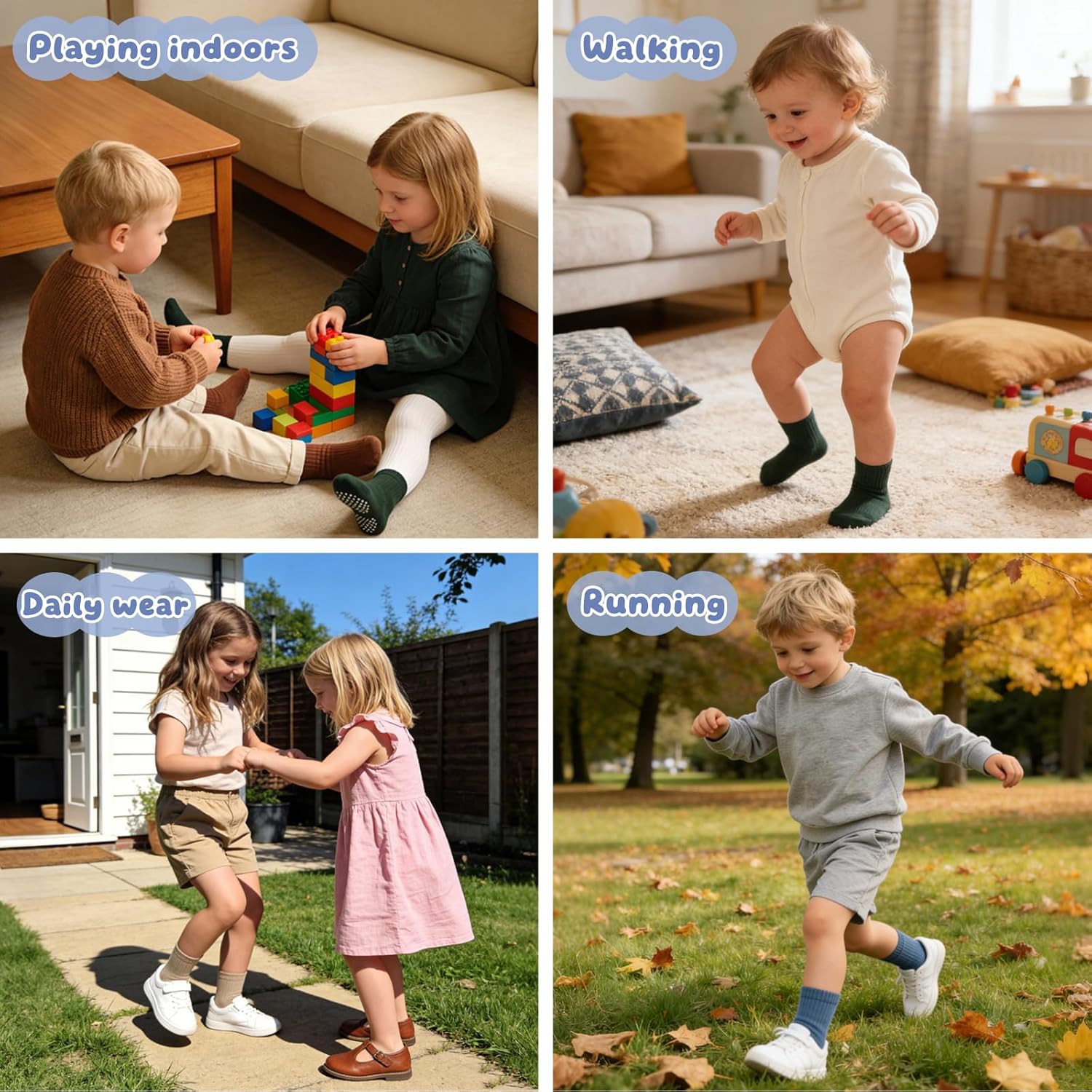 Thumbnail 6 de Bearbay 9 Pairs Toddler Non-Slip Cotton Crew Socks with Anti-Slip Dots