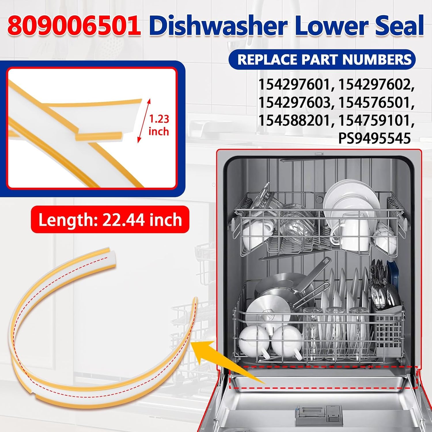 Detalle 2 de 154827601 Dishwasher Bottom Door Seal Kit with Lower Seal and Splash Shields