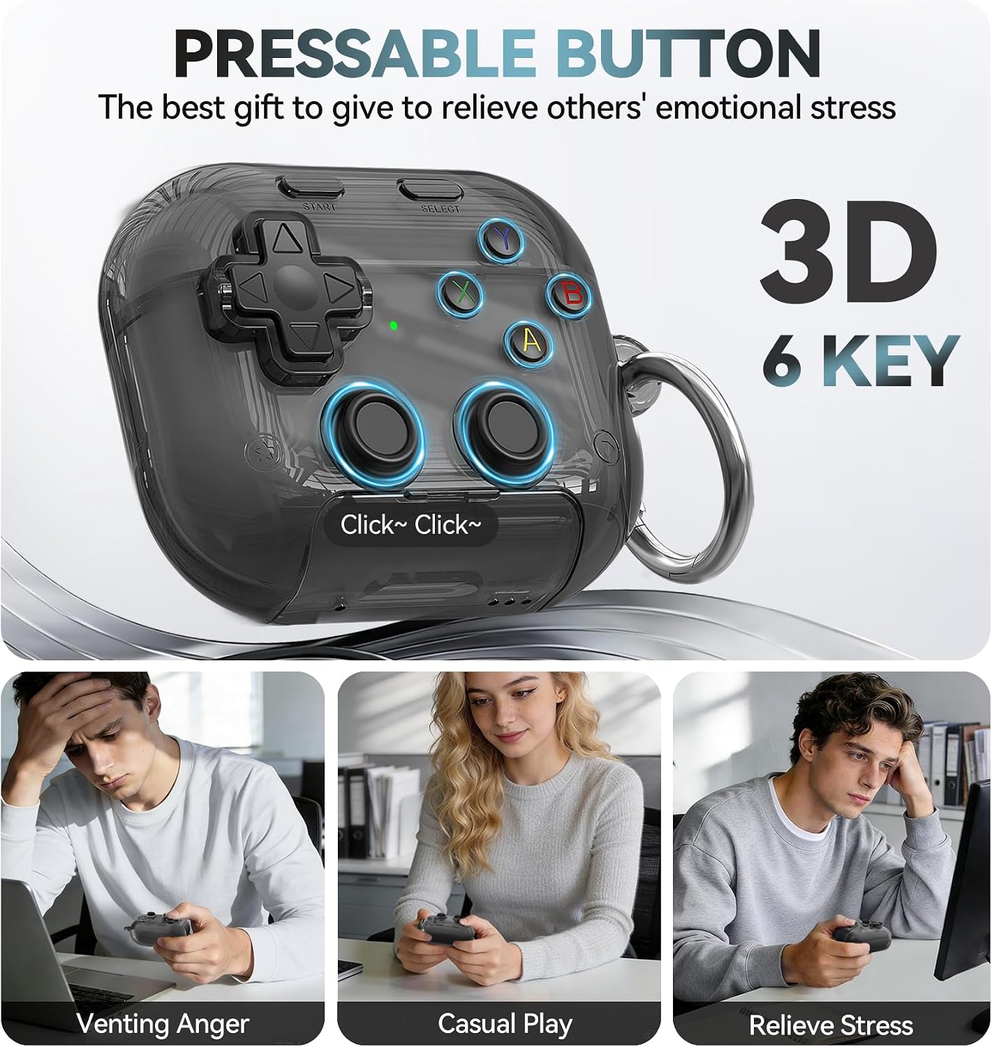 Detalle de Polislime AirPods 4 Case Cover (2024) with Safety Lock, Pressable Button, and Built-in Phone Stand