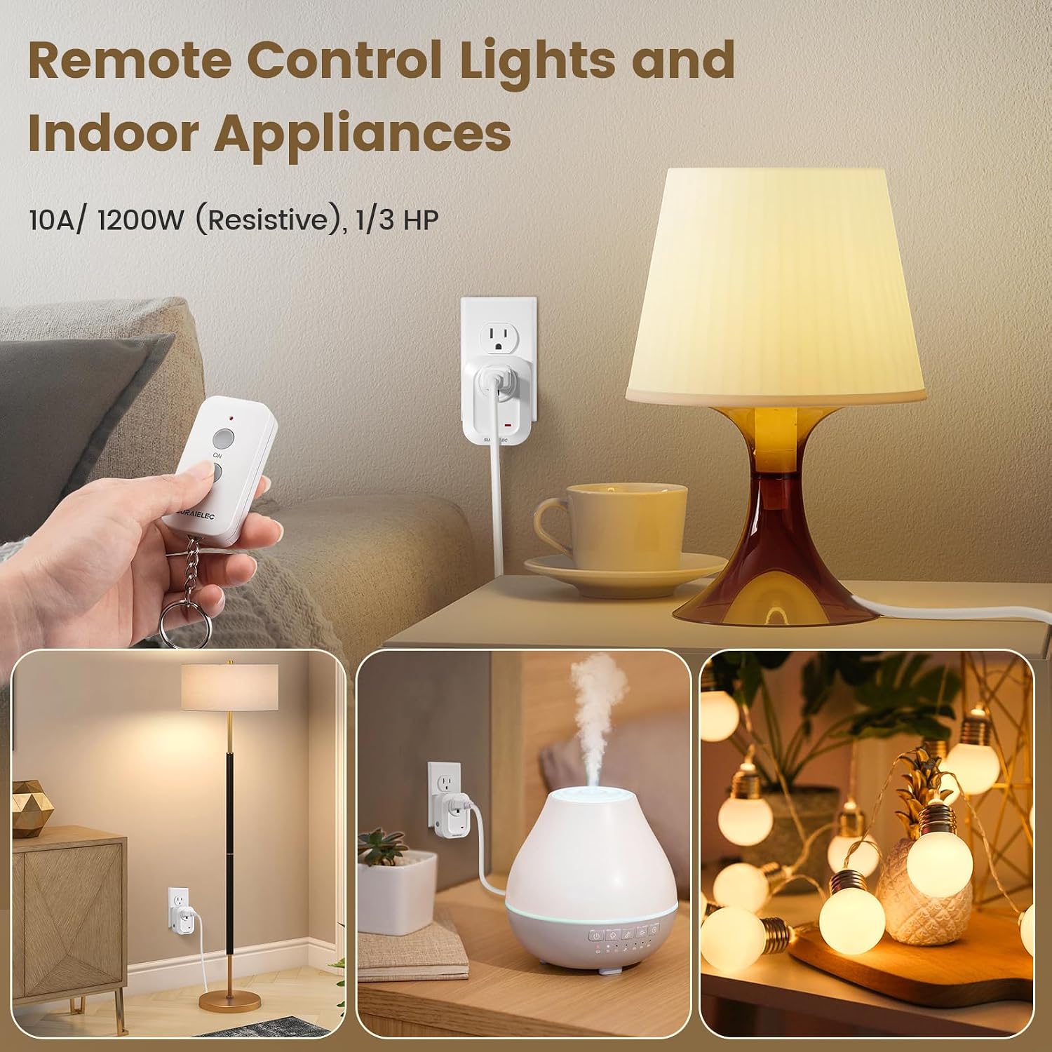 Detalle 1 de SURAIELEC Remote Control Outlet Plug with 100-ft RF Range