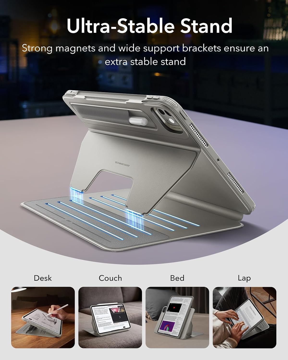 Detalle de ESR Rotating Case for iPad Pro 13 Inch (M5/M4) 2025/2024 – Titanium