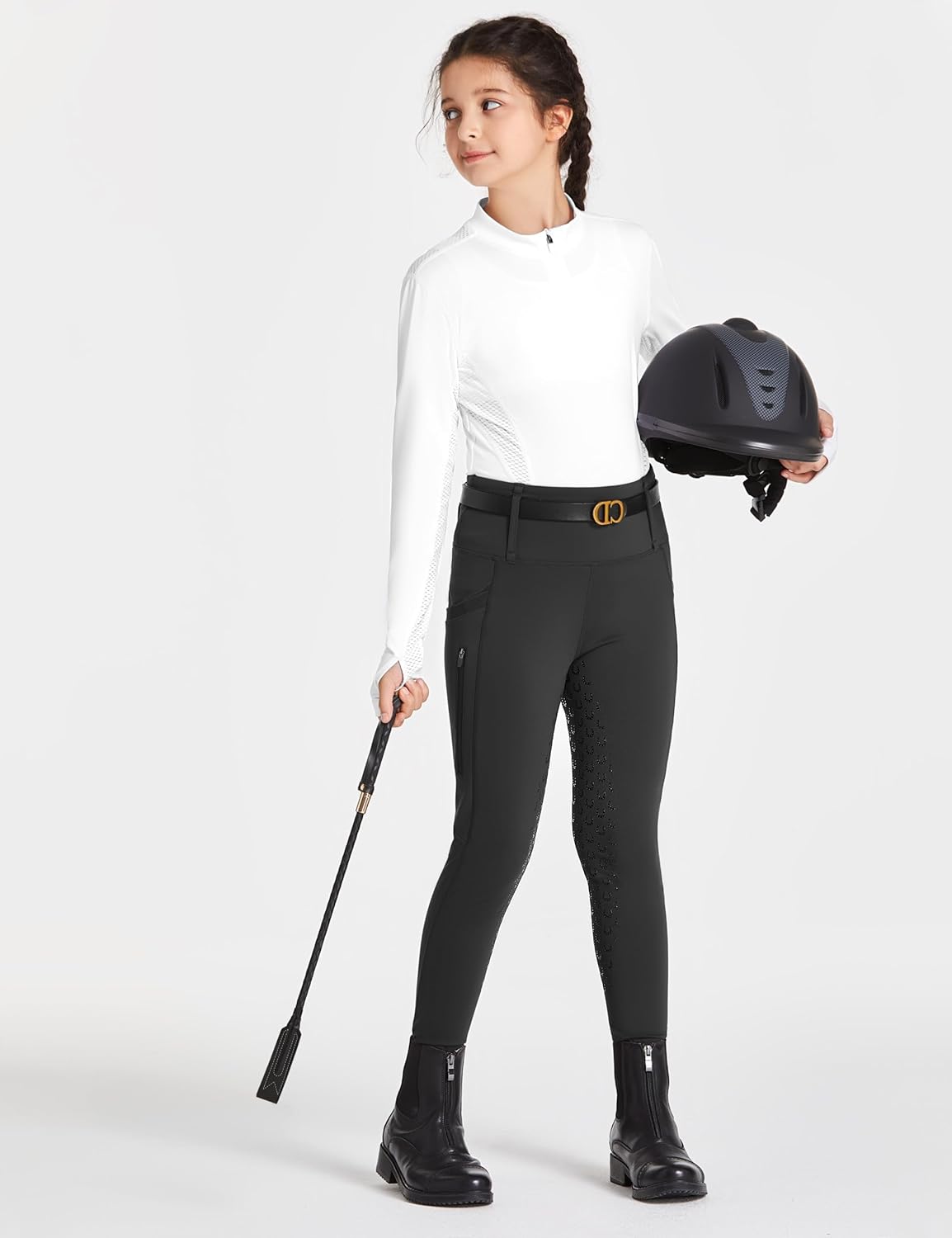 Thumbnail 5 de FitsT4 Sports Girls Full Seat Riding Pants (High Waist) with Zipper Pocket