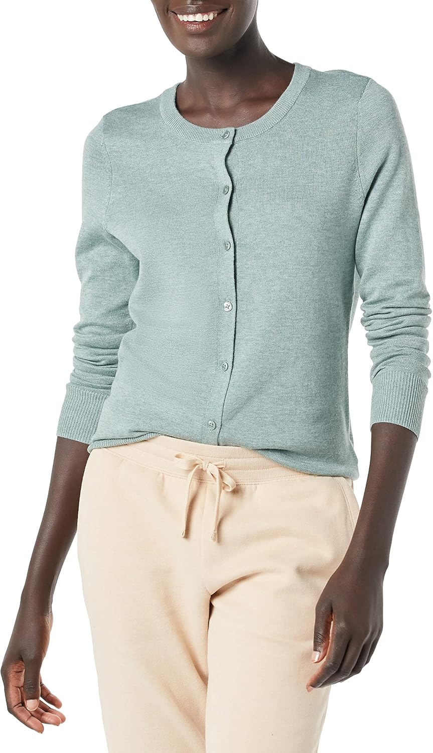 Detalle de Amazon Essentials Women's Lightweight Crewneck Cardigan Sweater