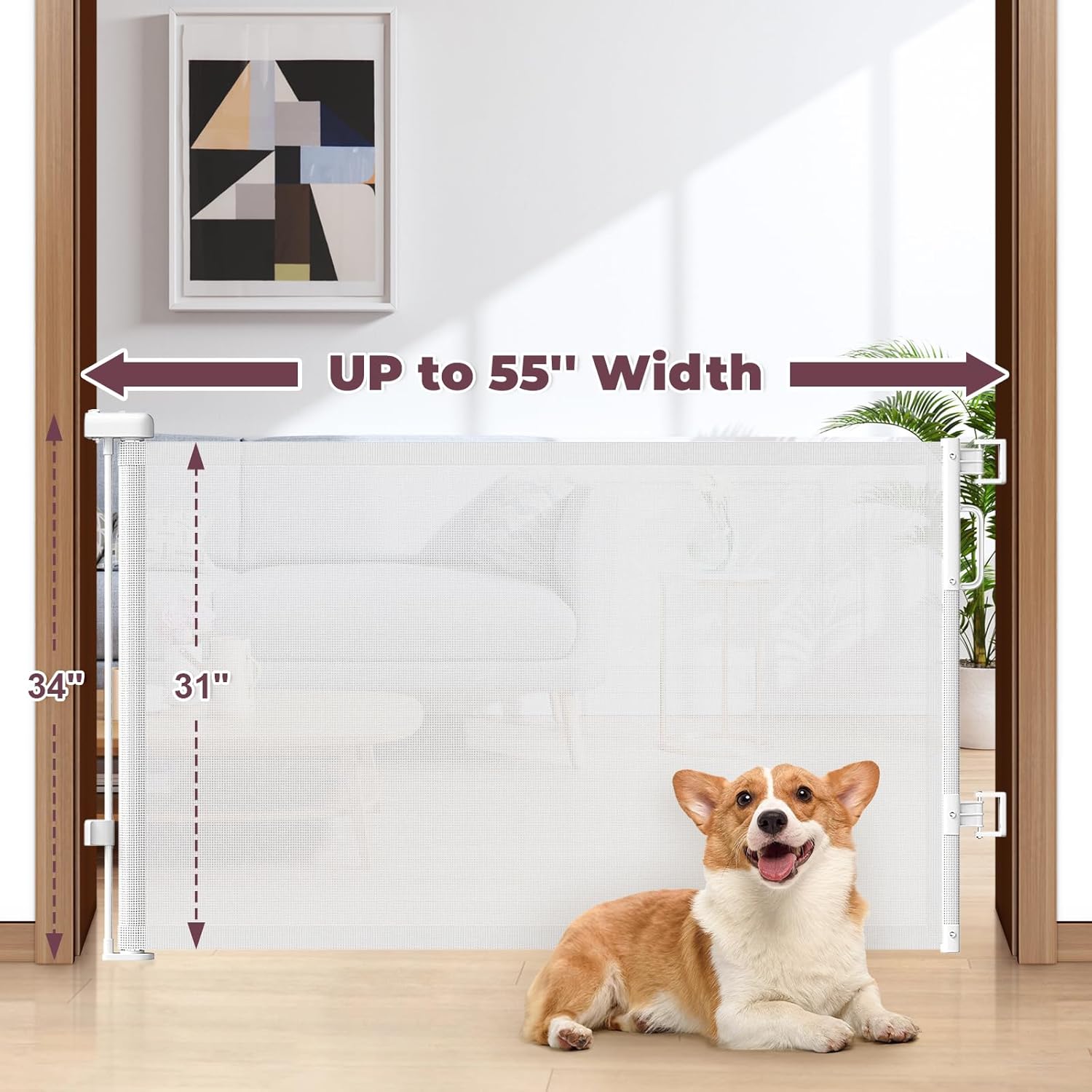 Thumbnail 1 de cideny RMG3455 Retractable Baby Gate 2-Pack, 55-Inch Mesh, 34-Inch Tall