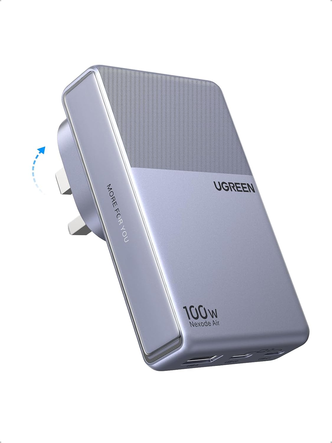 Detalle de UGREEN Nexode Air 75556 100W GaN Charger, Slim Foldable 3-Port USB-C