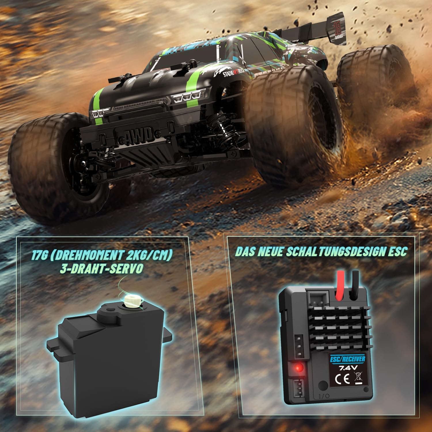 Detalle de HAIBOXING 18858E Truggy RC tout‑terrain 36 km/h