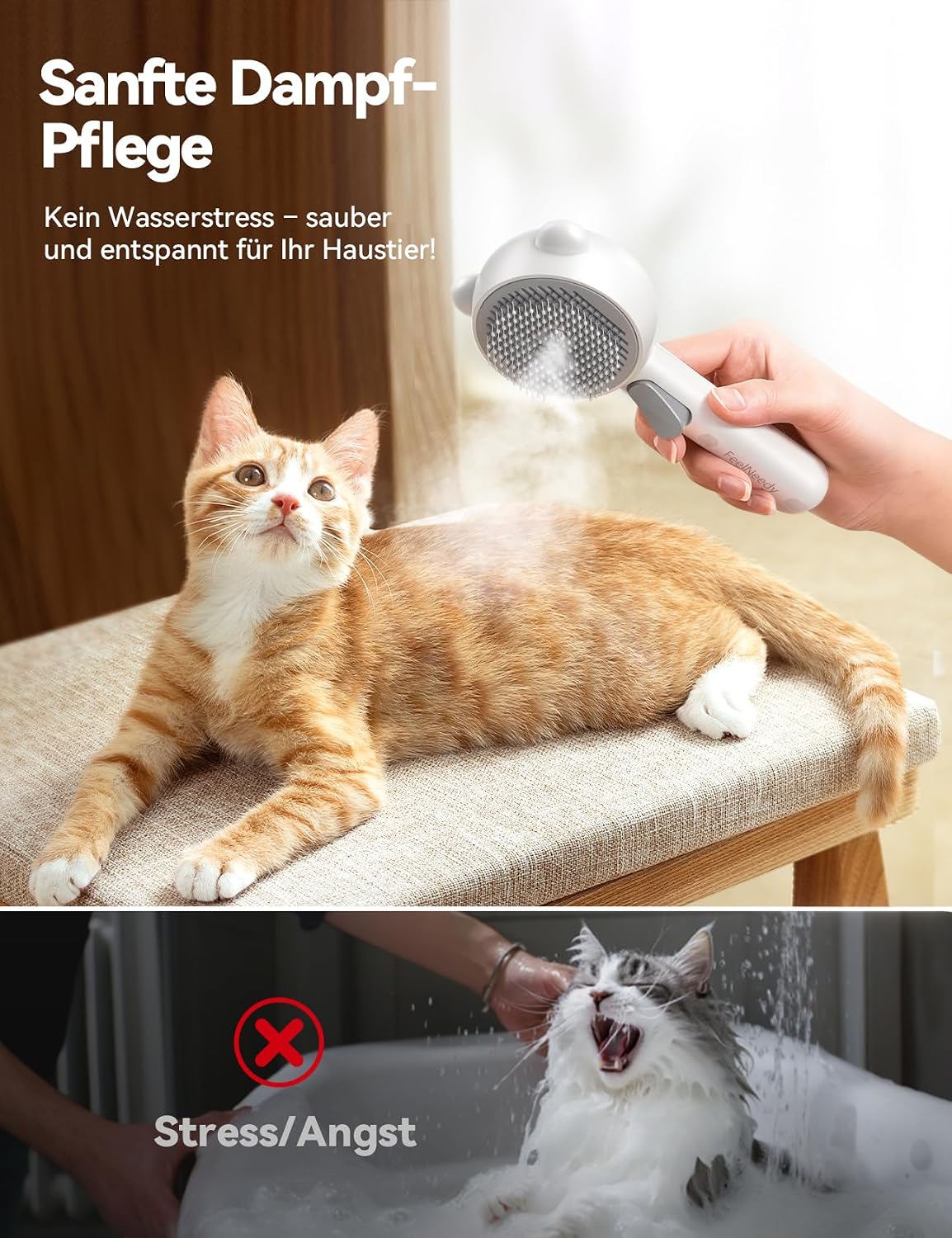 Detalle de FEELNEEDY Katzenbürste mit Dampf 150 Min 🐾