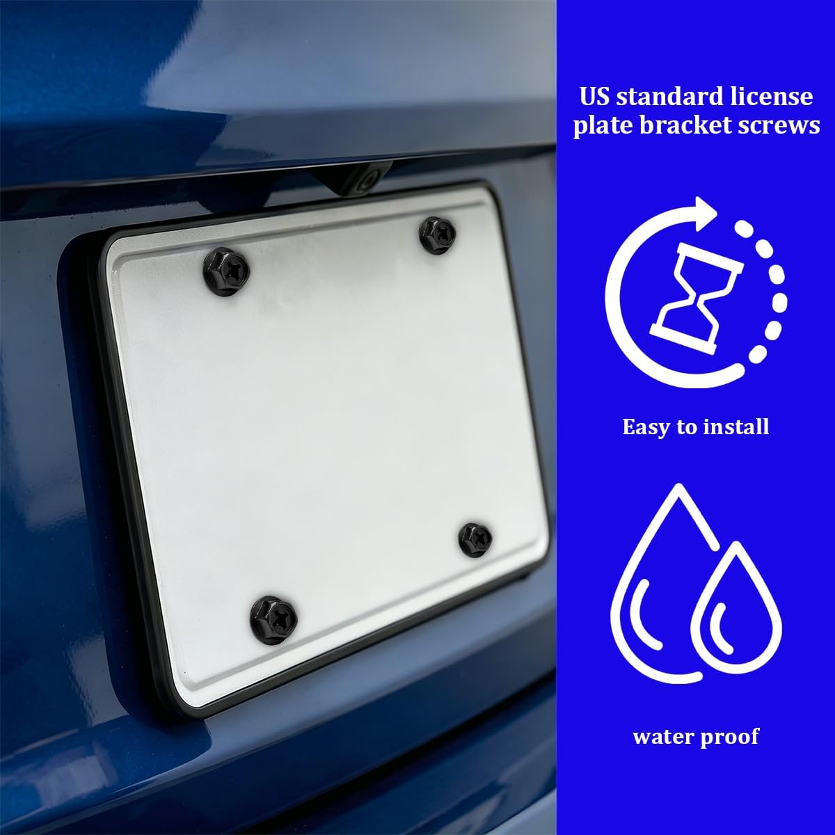 Detalle 2 de Mandark License Plate Screws, Stainless Steel, 8-Set Black Cross