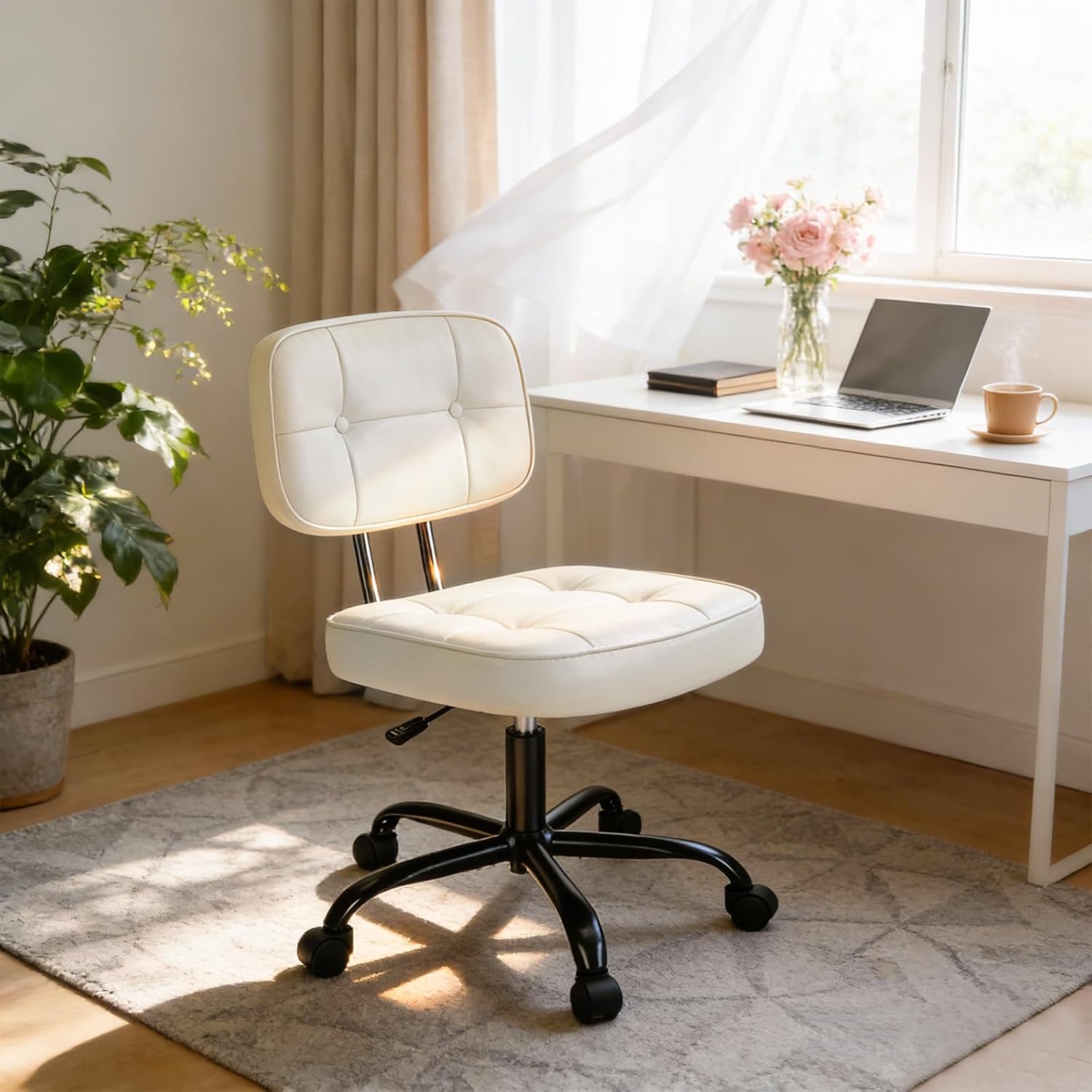 Detalle de DUMOS Armless Office Chair in PU Leather