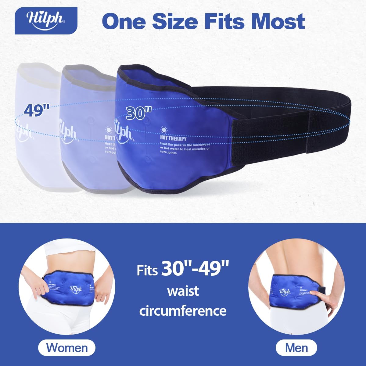 Detalle 2 de Hilph Ice Pack for Back Pain Relief – reusable lower back gel wrap hot & cold compression therapy (blue)