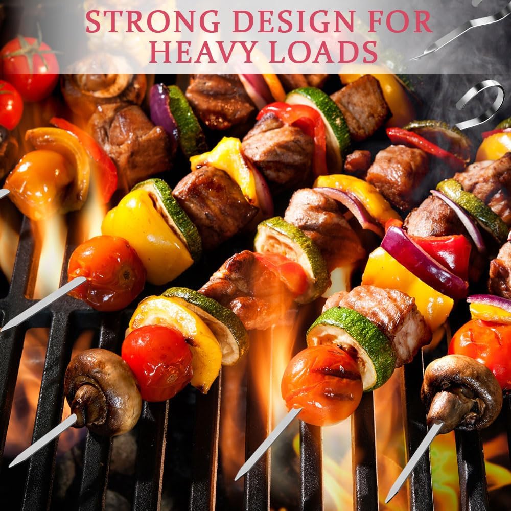 Detalle de OFFCUP Kebab Skewers (24-pack) – 30cm Food-Grade Stainless Steel BBQ & Shish Kebabs