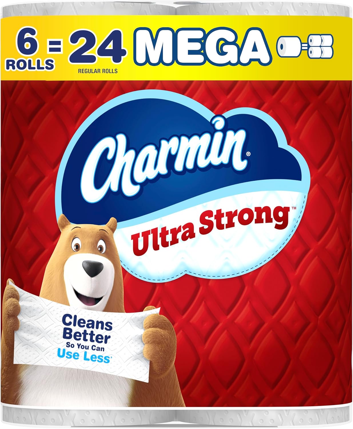 Detalle de Charmin Ultra Strong Toilet Paper, 6 Mega Rolls (24 Regular Rolls) - 2-Ply, Diamond Texture