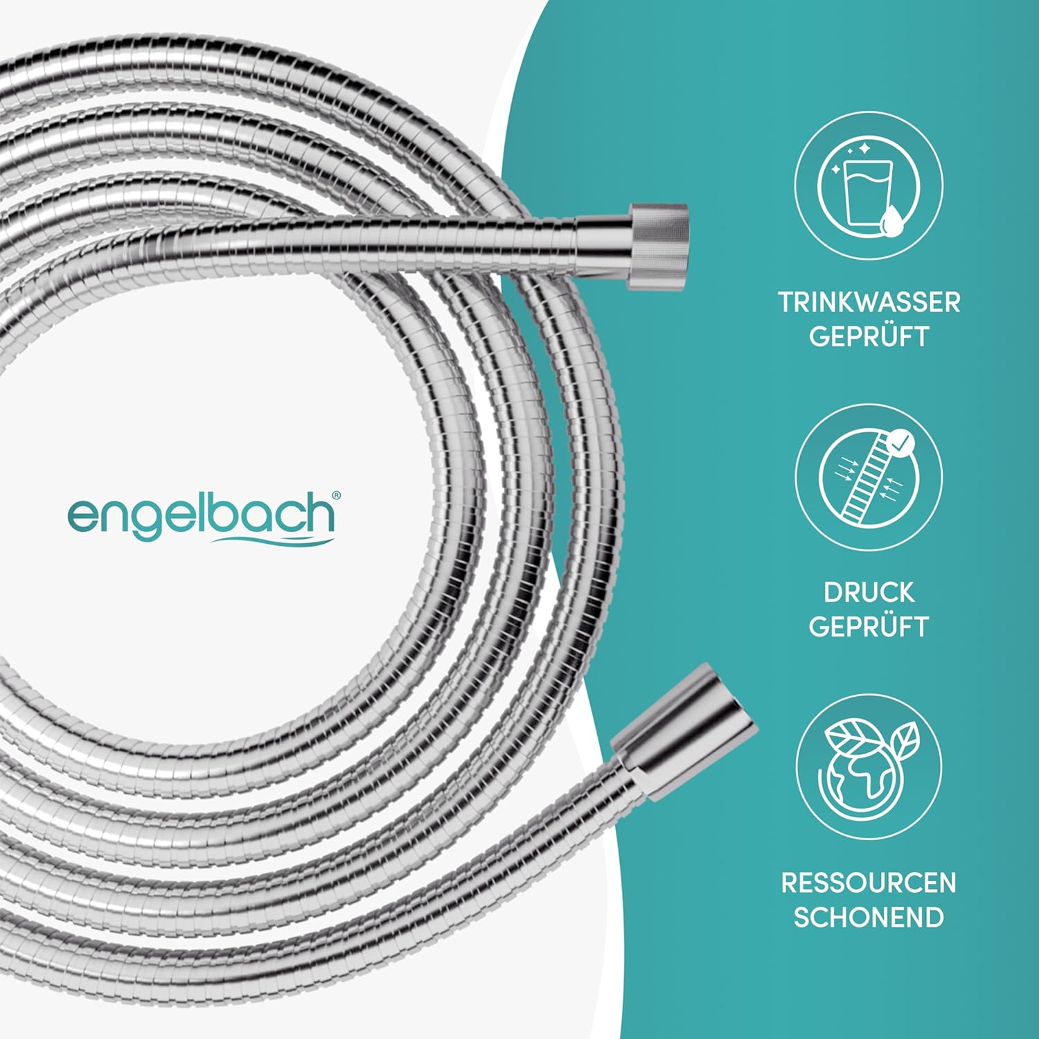 Thumbnail 4 de Engelbach Duschschlauch 1,5 m aus Edelstahl – robust, knickgeschützt und Made in Germany