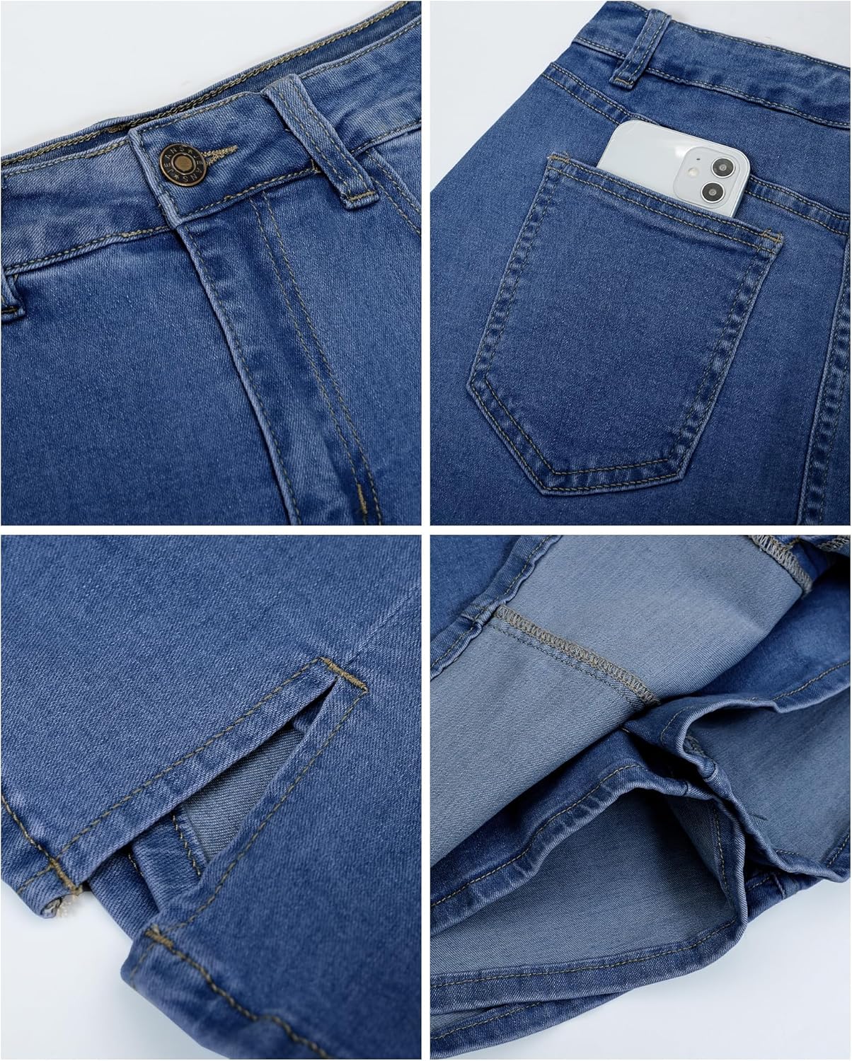 Thumbnail 6 de Vetinee High-Waisted Jean Skorts for Women with Pockets (Stretch Denim Skirt with Shorts)