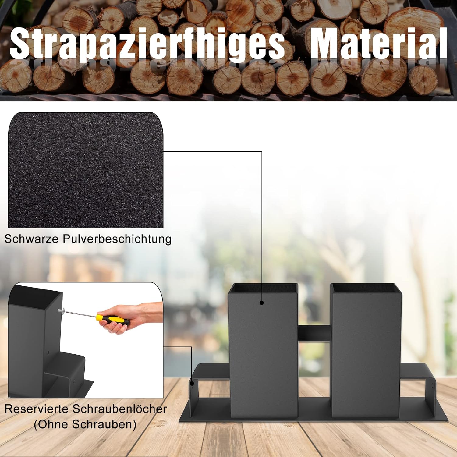 Thumbnail 2 de YRHome Holzstapelhilfe Feuerverzinkt 8 Stück