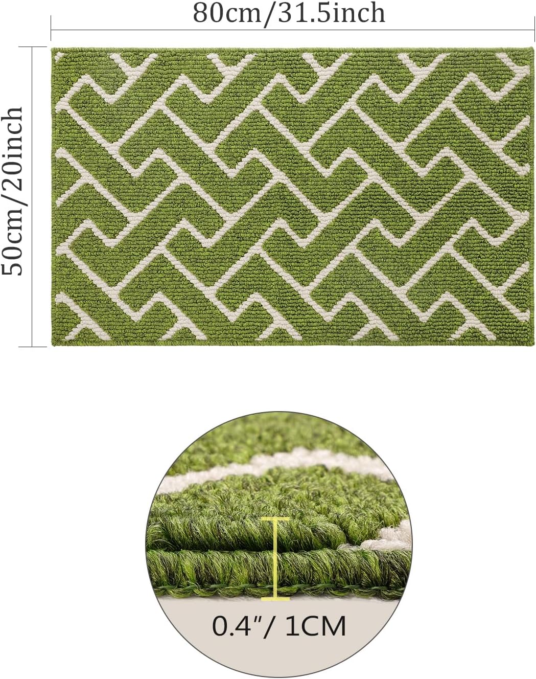 Thumbnail 1 de hicorfe Indoor Doormat (Sage Green) 20" x 31.5" TPR Non-Slip, Low-Profile Washable Entryway Mat
