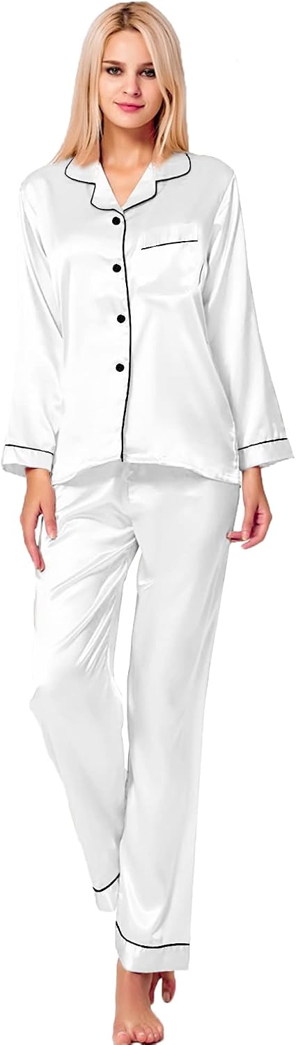 Detalle de SWOMOG Silk Satin Pajamas 2-Piece
