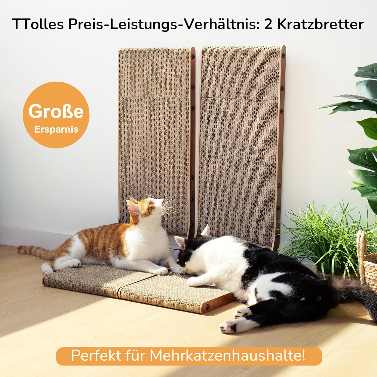 Detalle de FUKUMARU Kratzbrett 68 cm L‑Form für Katzen