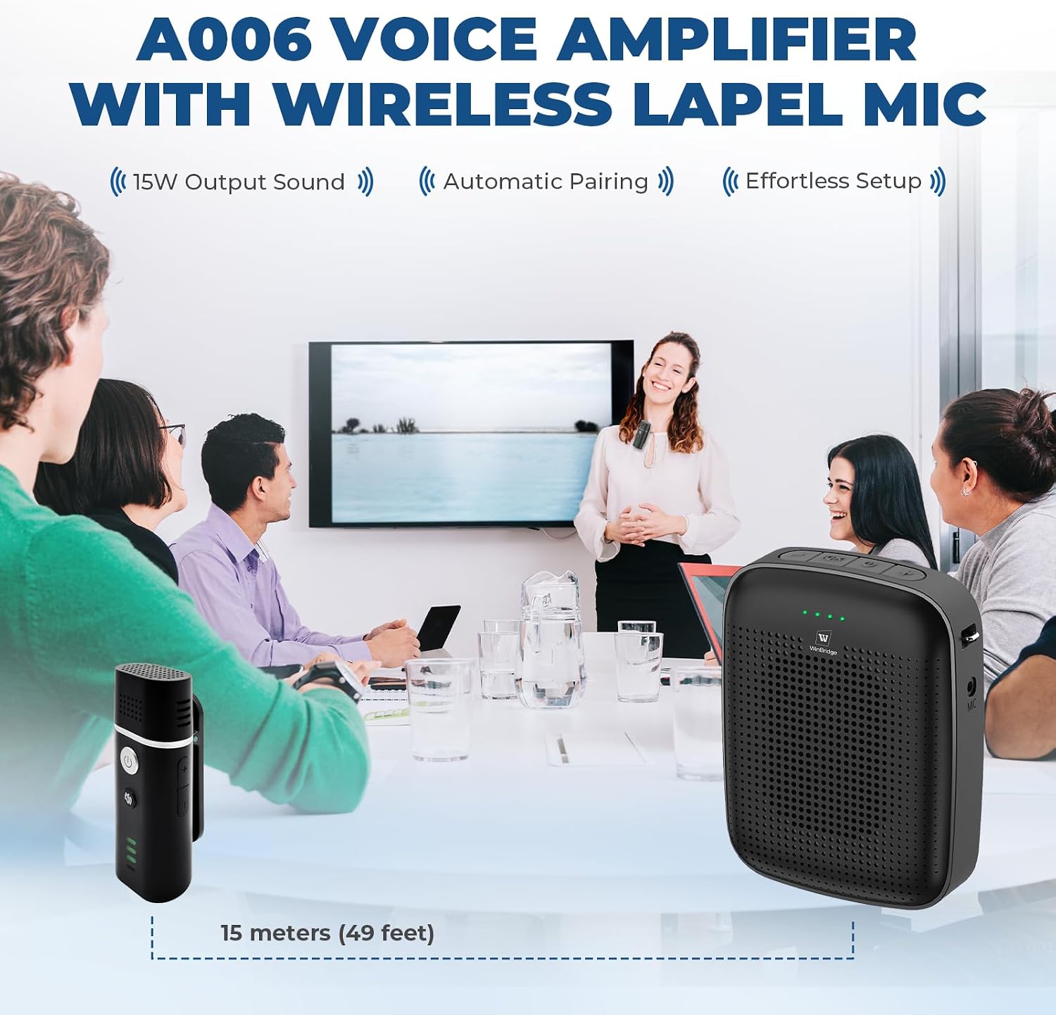 Thumbnail 1 de HW HAOWORKS A006 Voice Amplifier, 15W Bluetooth PA with Wireless Lapel Mic