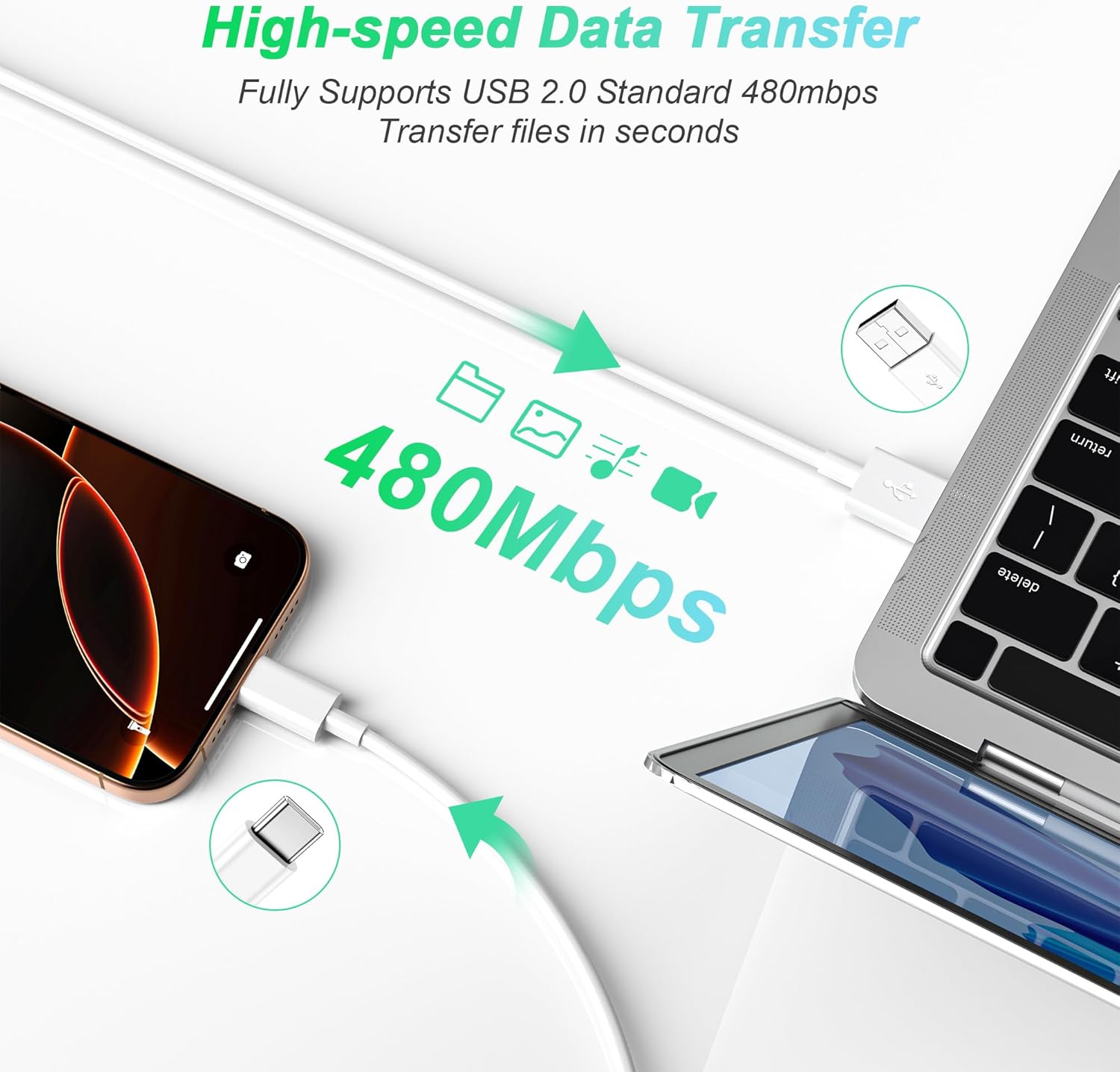Thumbnail 4 de Car Carplay Cable USB-A to USB-C 3ft for iPhone