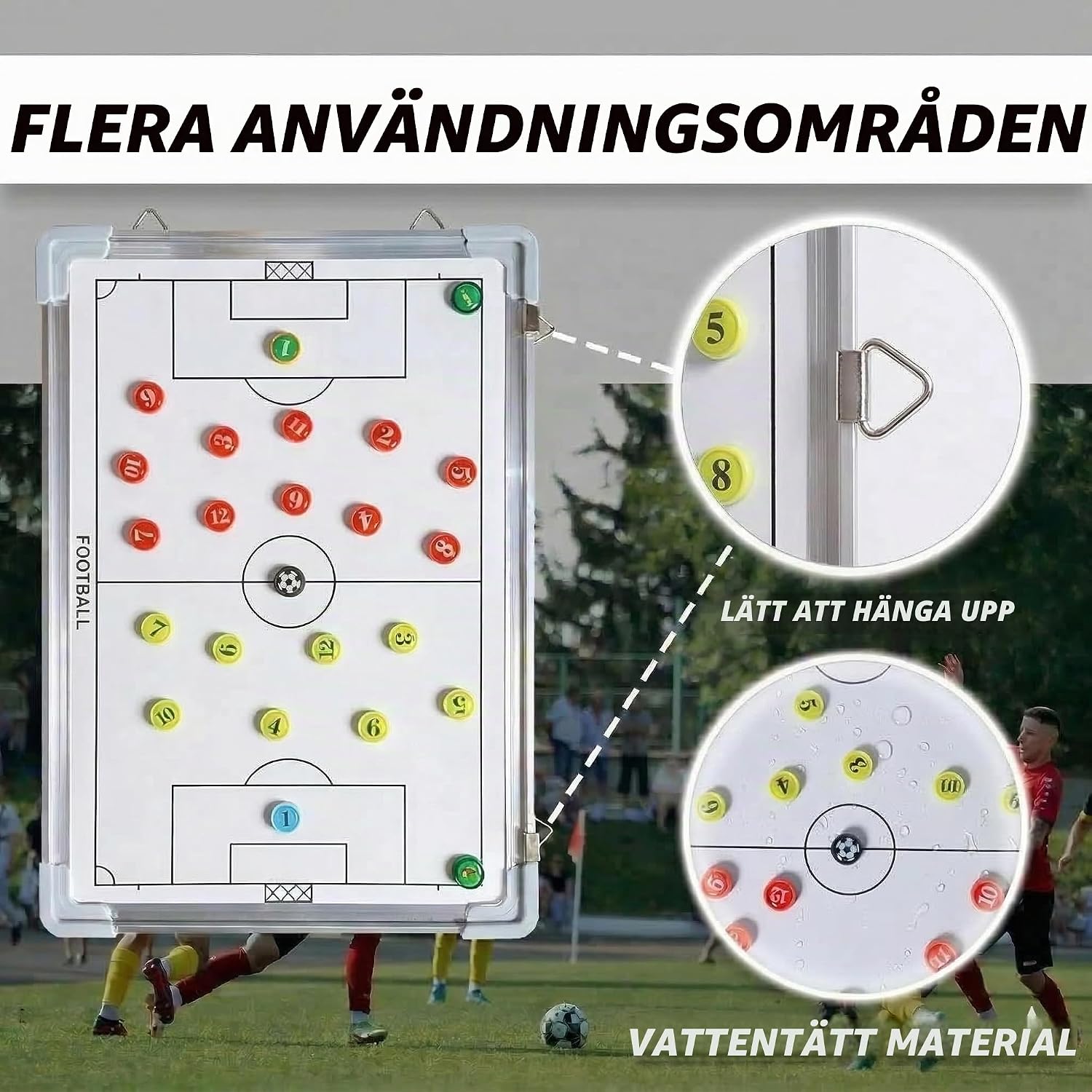 Thumbnail 1 de CREADY fotbollstaktiktavla 44 x 31 cm, dubbelsidig med magneter