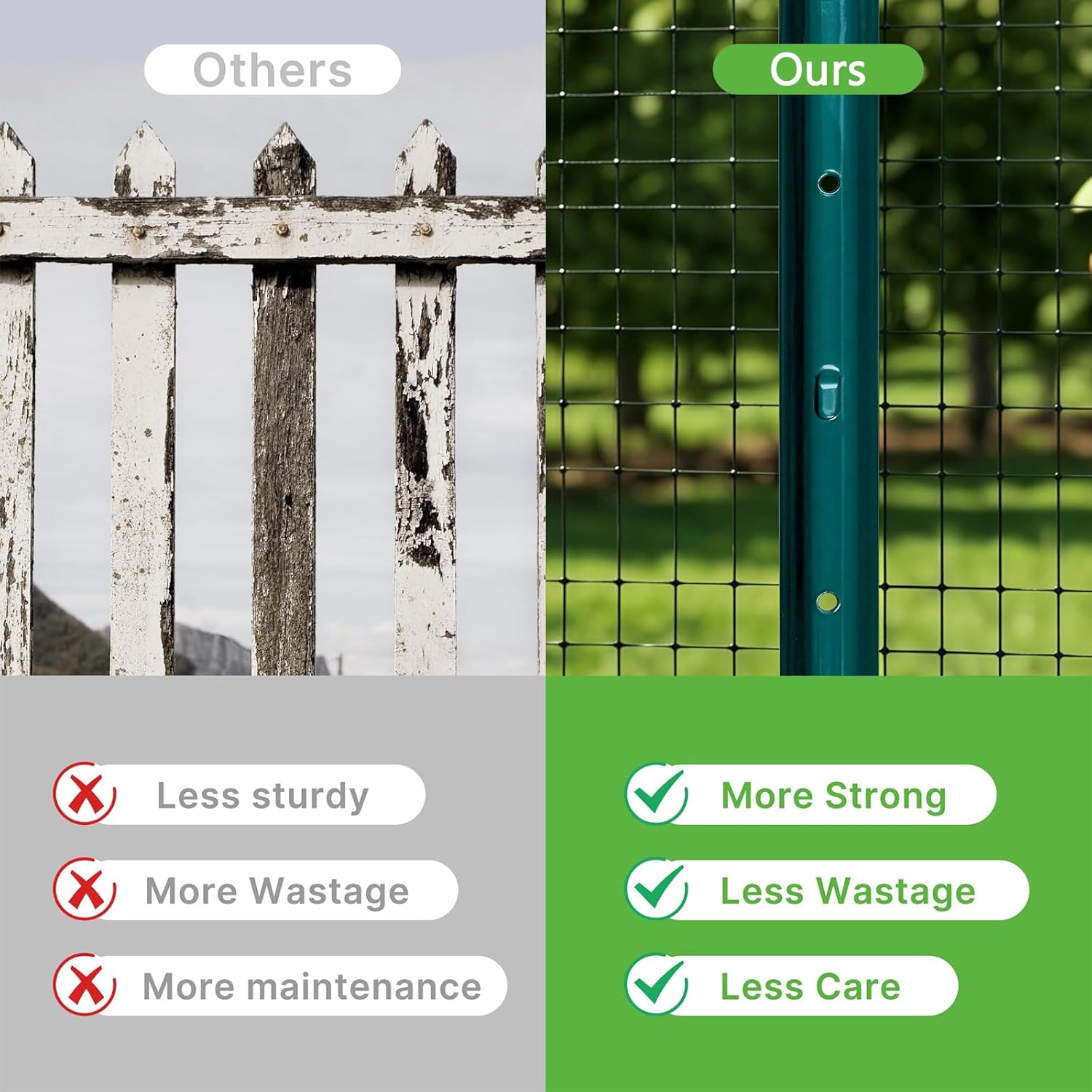 Detalle de Thealyn 7 ft (213 cm) U fence posts, pack of 10 – galvanised steel for 5 ft wire fence mesh