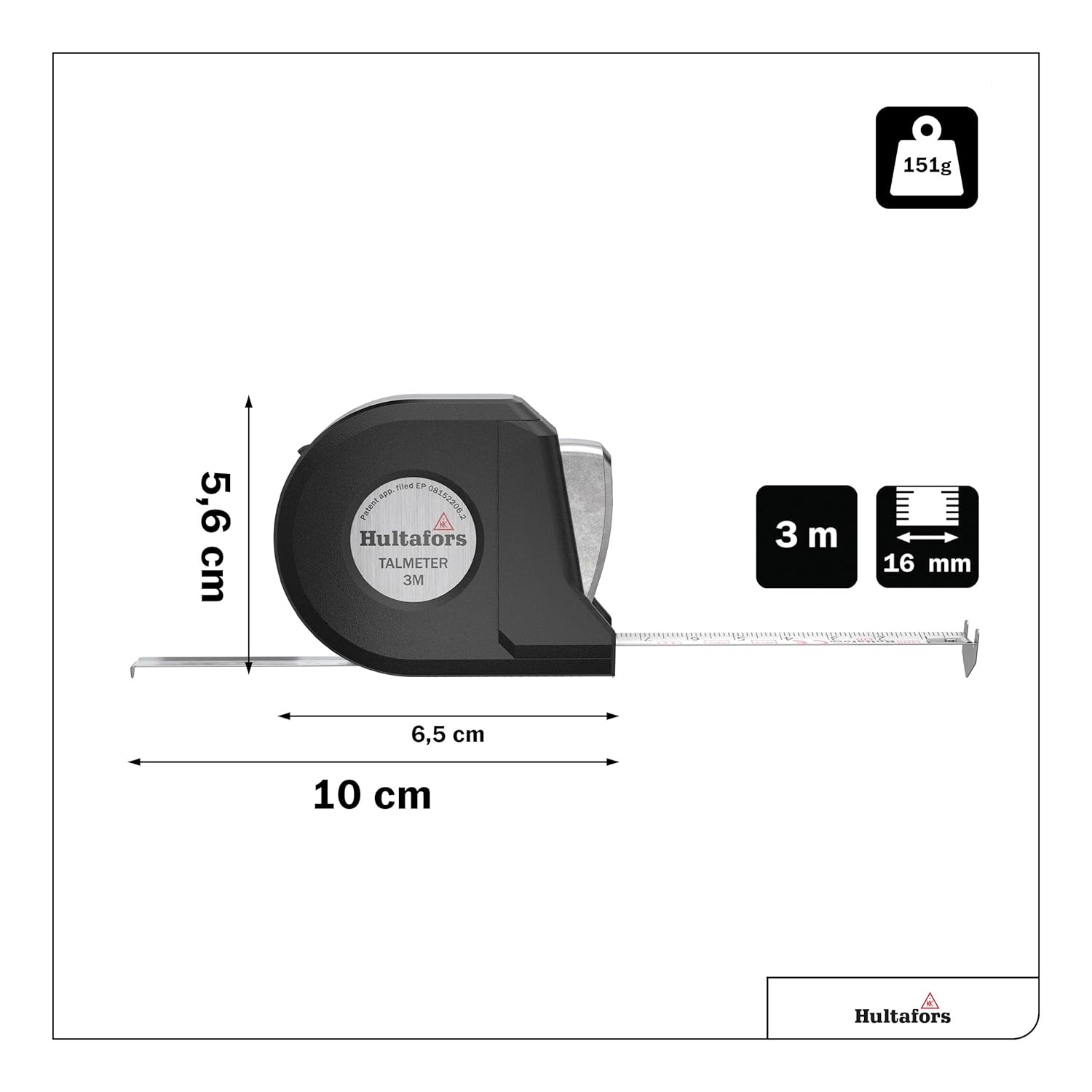 Detalle 2 de Hultafors Talmeter 3 m tape measure with marking function 📏