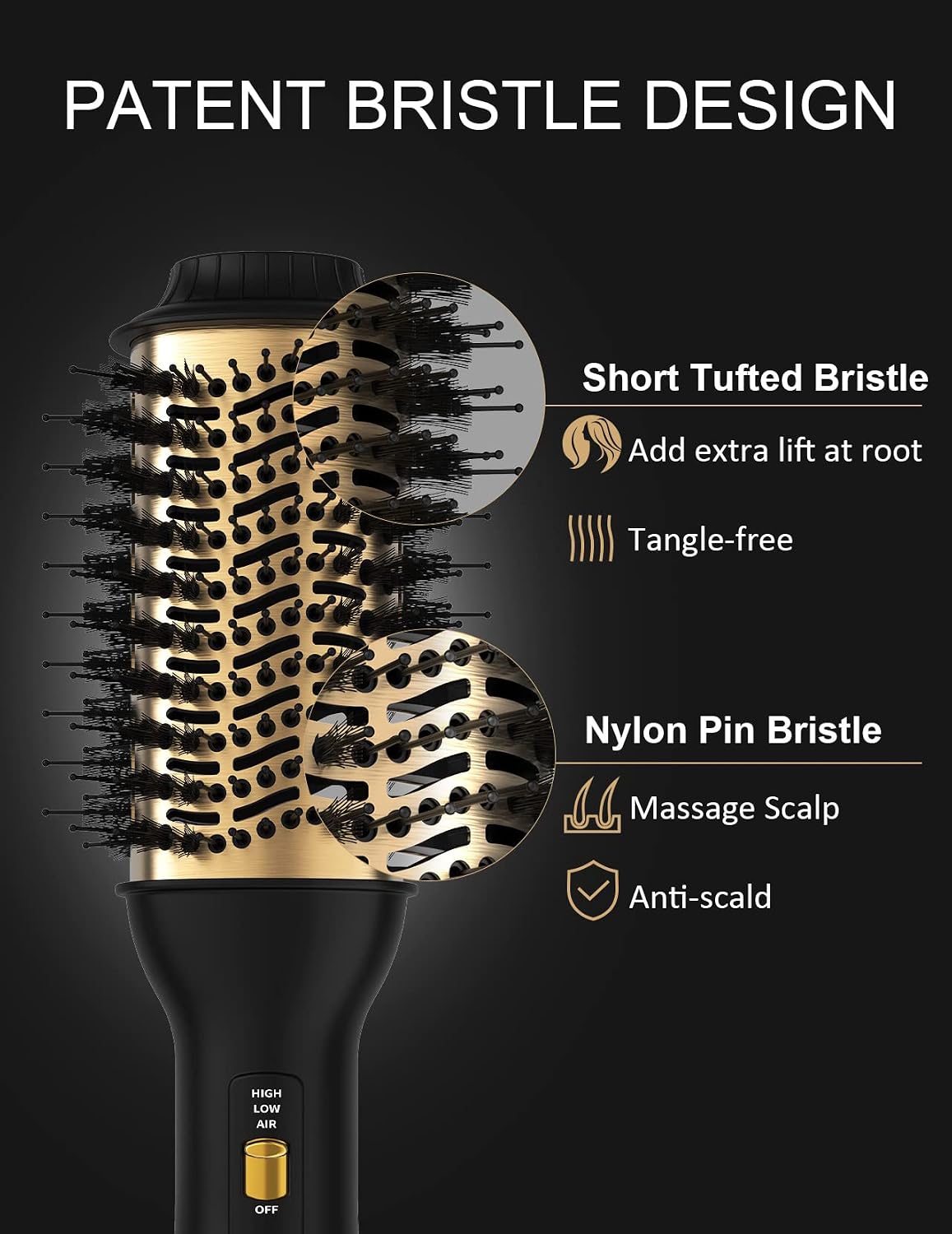 Detalle 1 de LANDOT SM-5368 One-Step Hair Dryer Brush, 60 mm Ionic Barrel, 3 Heat/2 Speed