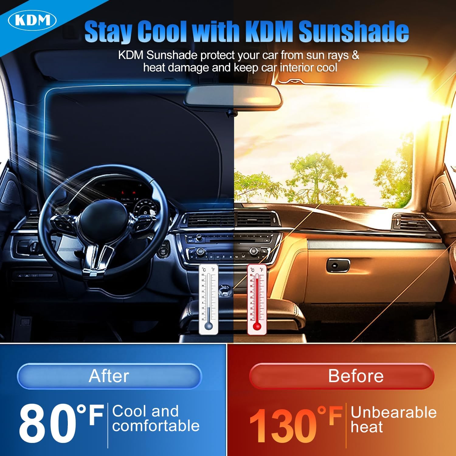 Detalle 2 de KDM Windshield Sun Shade, 210T Polyester