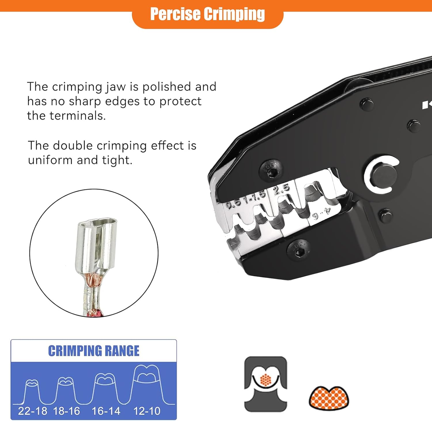 Detalle de KF CPTEC Ratchet Crimping Tool, AWG 22-10