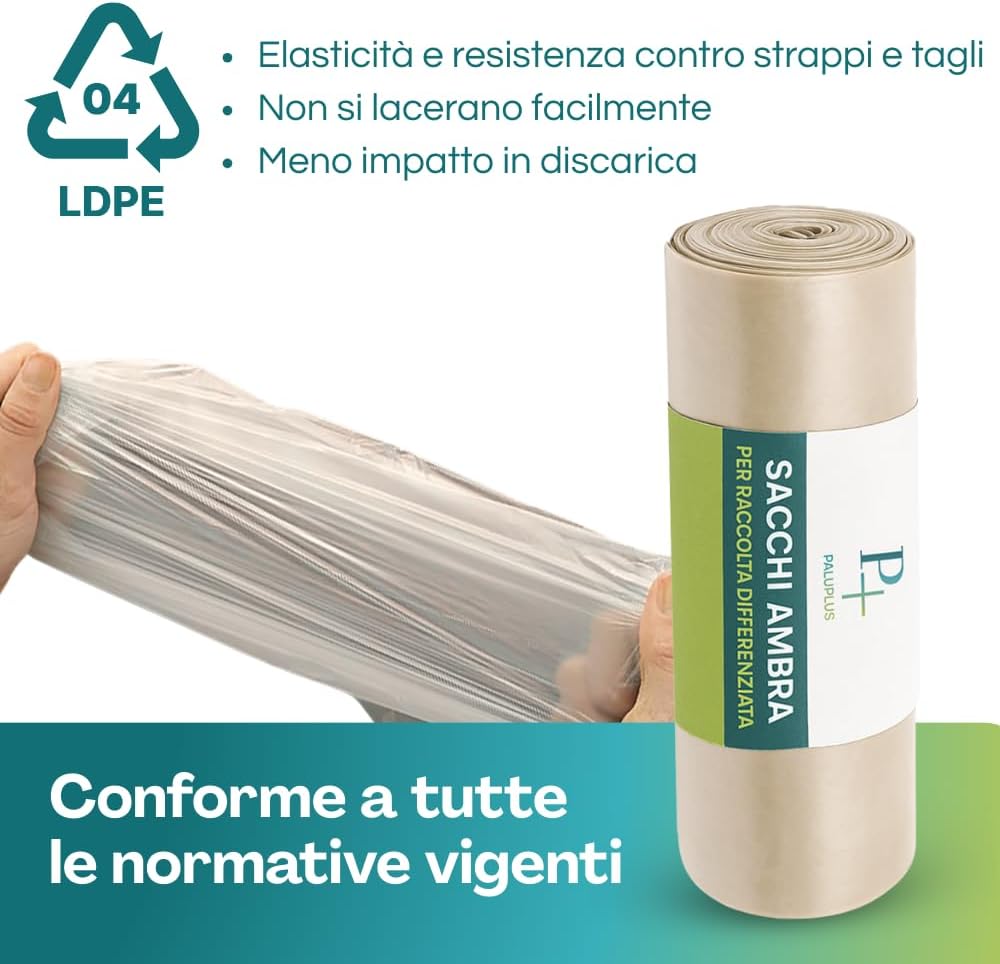 Detalle de VIRSUS 30 Sacchi Trasparenti per Spazzatura 120 L — Ambra, 90x120, LDPE Made in Italy