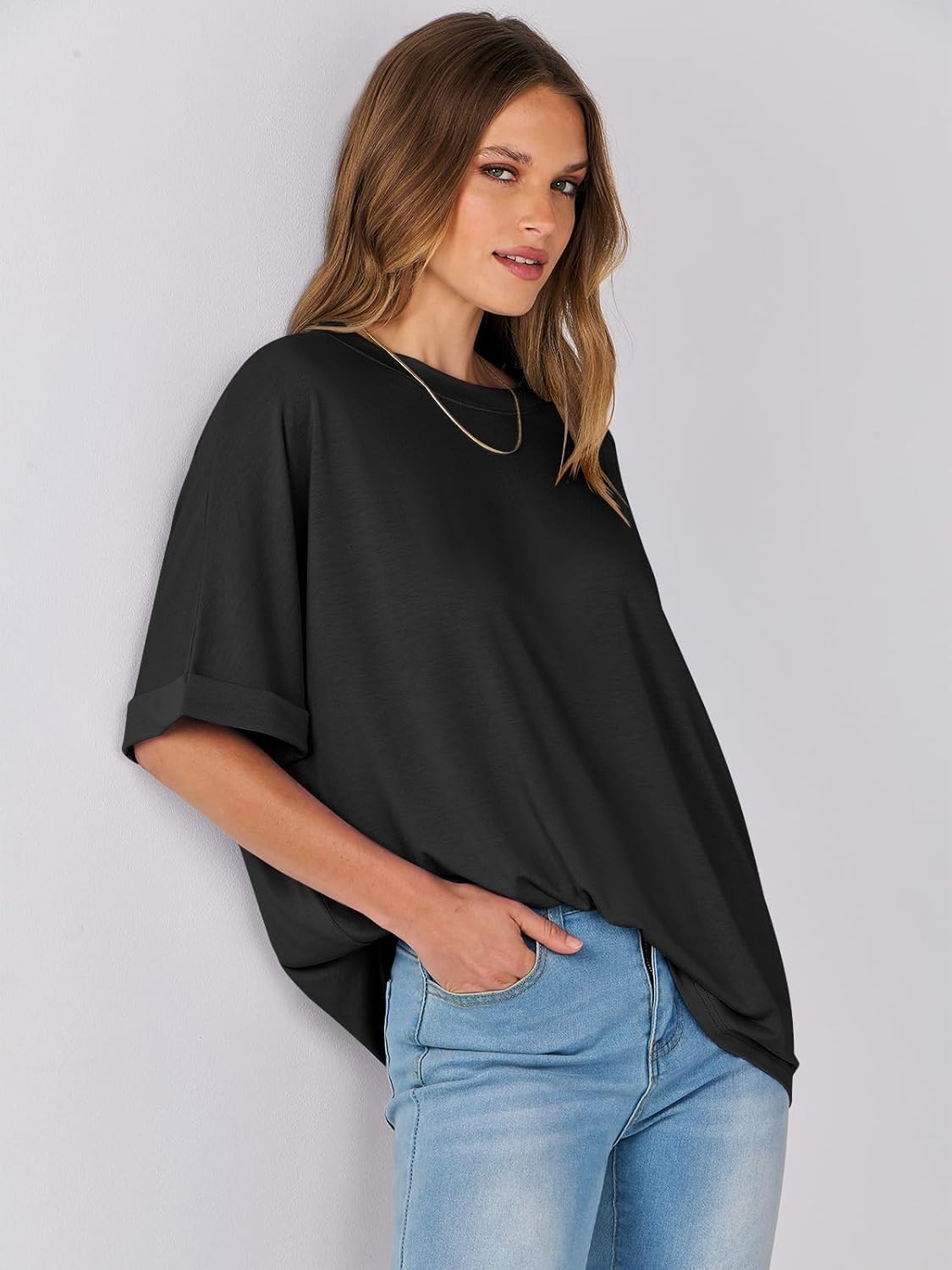 Thumbnail 6 de Cuptacc Oversize T-Shirt Damen – lockeres Basic-Top für Sommer, rundhals, Tunika-Charakter