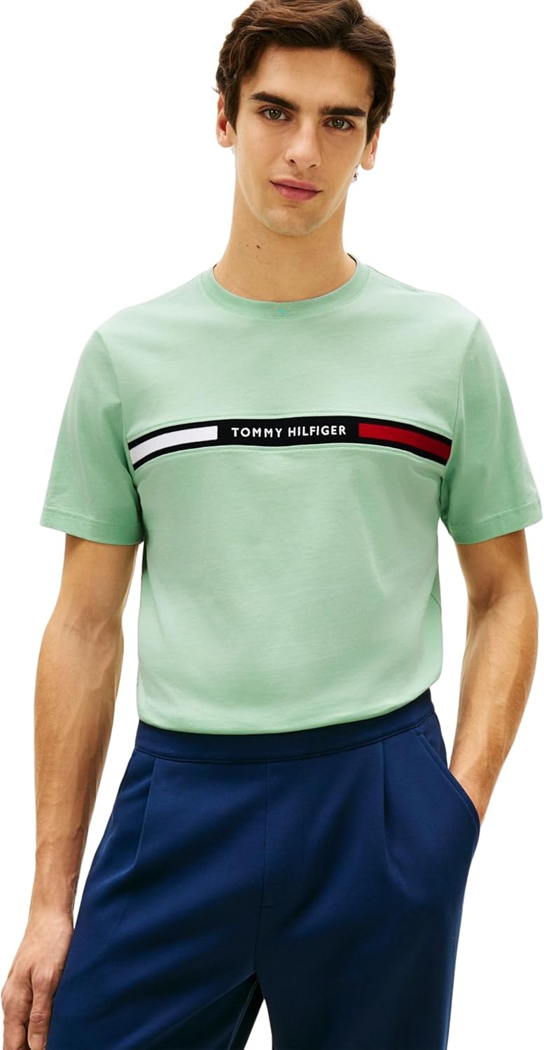 Detalle de Tommy Hilfiger T-Shirt da uomo a maniche corte con scollo rotondo