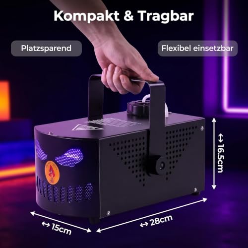 Detalle de FOGMASHIN Nebelmaschine Halloween Kürbis 3D Gruselgesicht 500W RGB LED