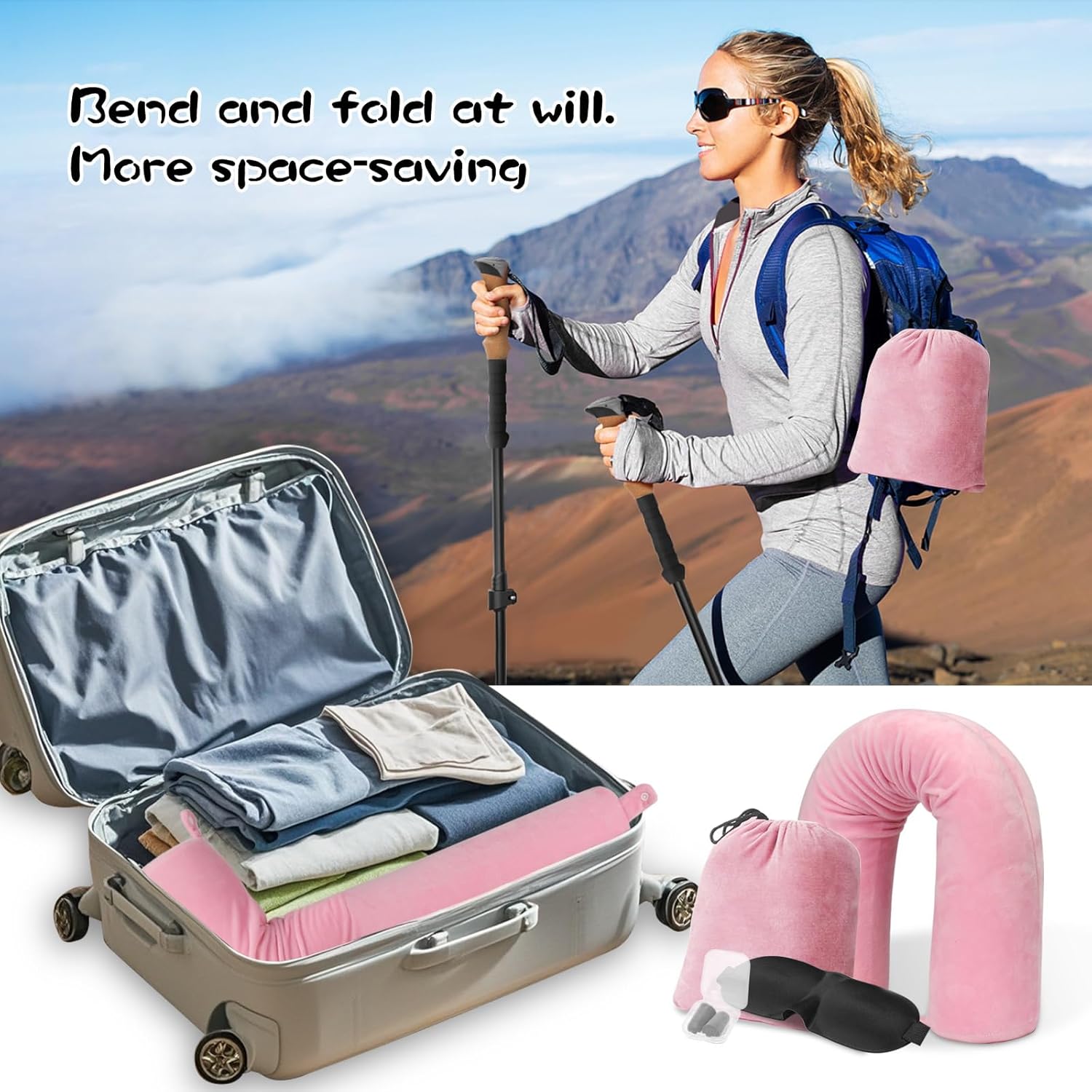 Detalle 2 de Travel neck pillow for flights, 3-piece set